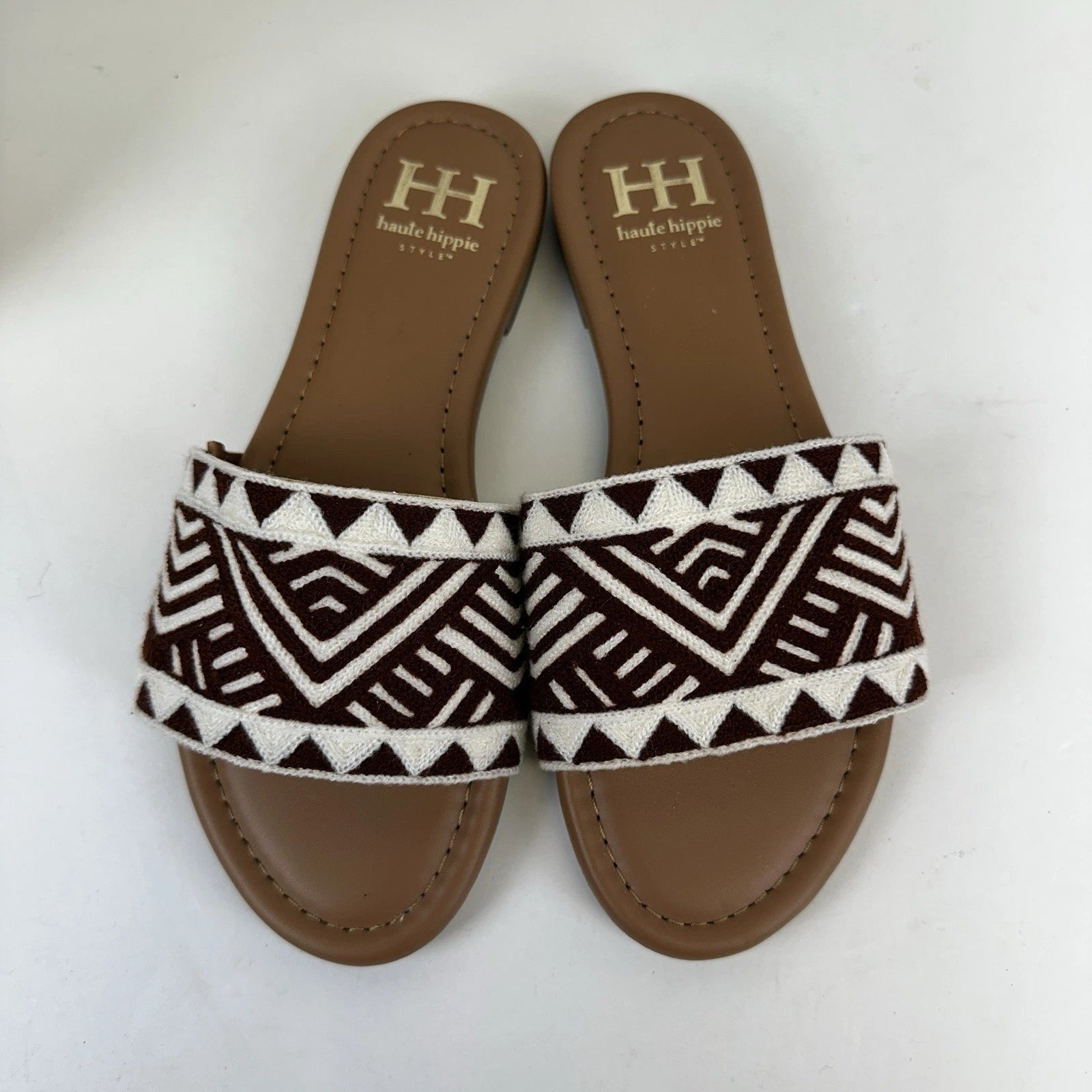 Haute Hippie Style Embro Slide Sandal Geometric Southwest Aztec Flat Shoe Size 7