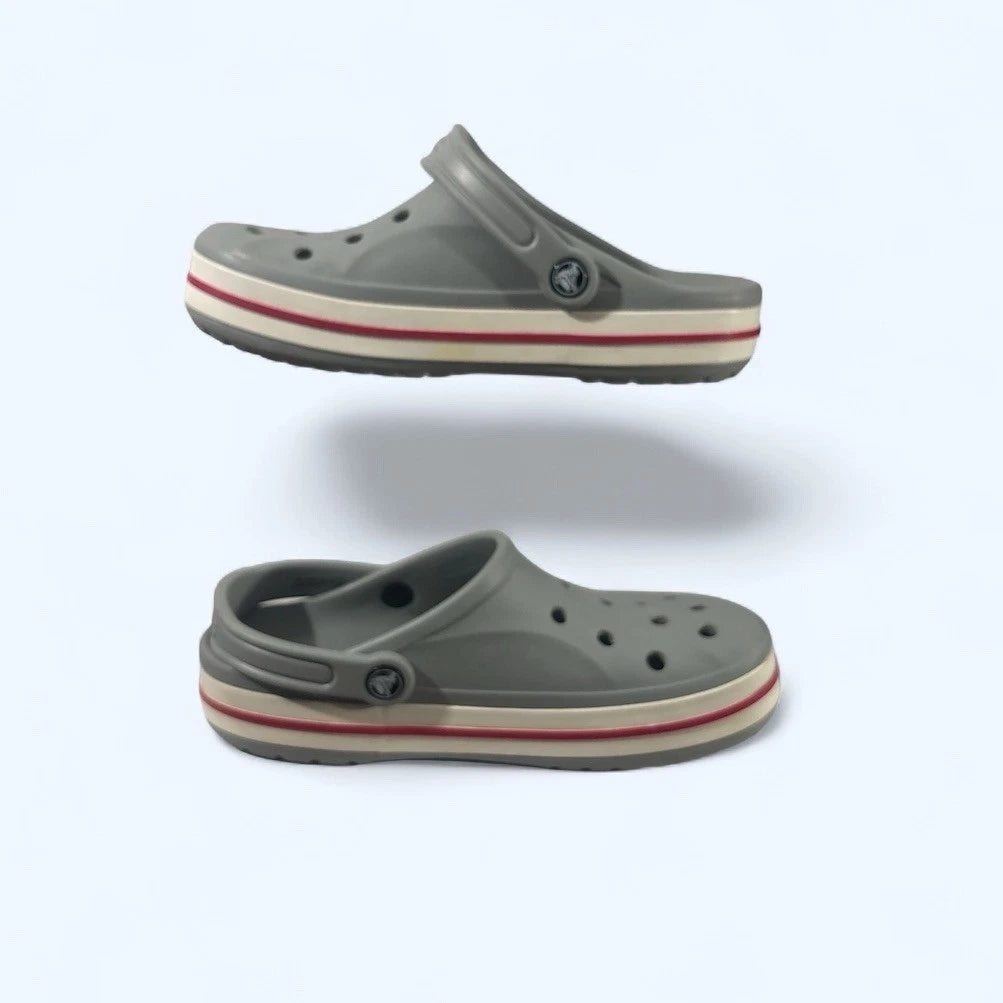 Crocs Crocband Clogs Unisex Men's 7/ Women's 9 Gray W/Red Trim