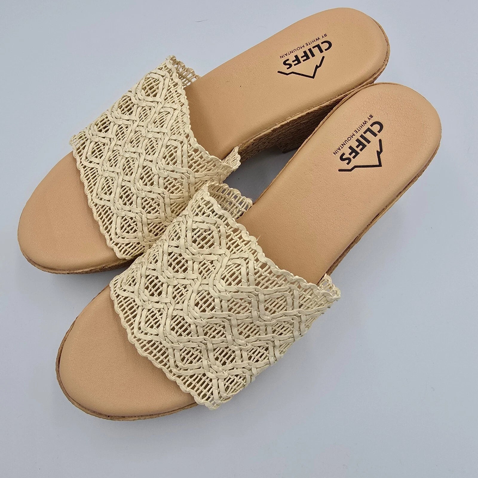 Cliffs by White Mountain Espadrille Wedge Sandals Raffia Slides Size 8.5