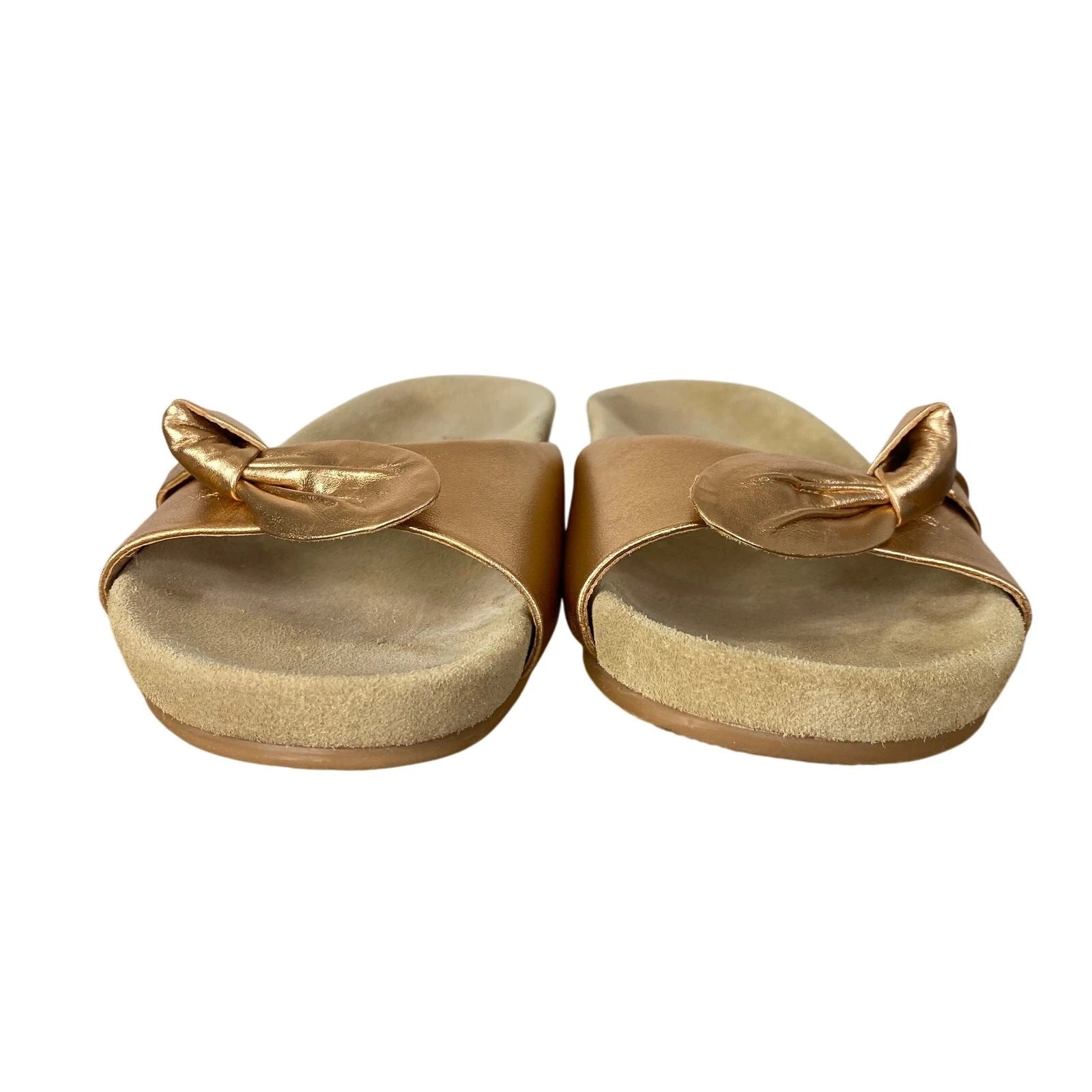 JACK ROGERS Dorothy Slide Sandals Womens Sz 6.5 Knotted Bow Rose Gold Slip On