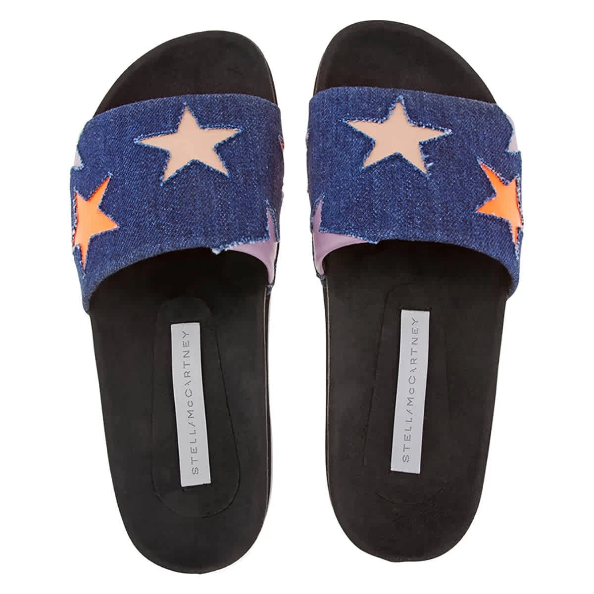 Stella McCartney Ladies Loafer Slides Denim Stars, Brand Size 35 ( US Size 5 )
