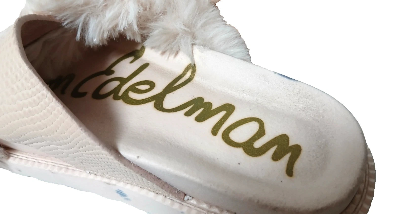 Sam Edelman Fuzzy Slide Sandals Women's Size 6 Pink Leather Faux Fur Open Toe