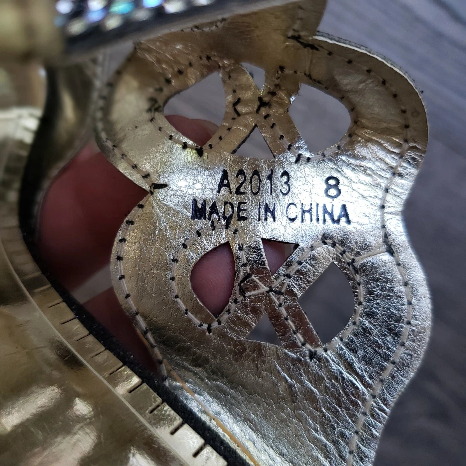 JOHN FASHION Black Rhinestone Perforated Slide Sandal Women's Size 8