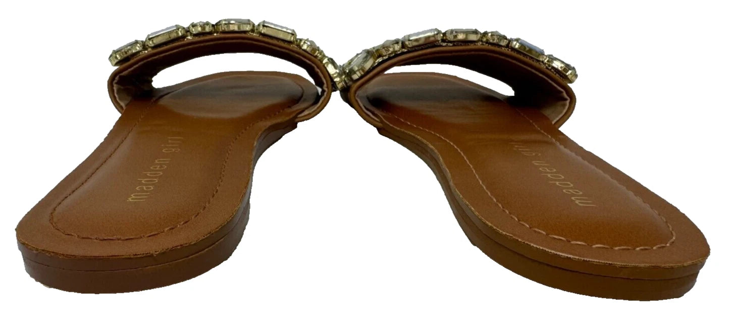 Madden Girl Women's Dazzlle Slip On Comfort Sandals Brown Size:6.5 196T