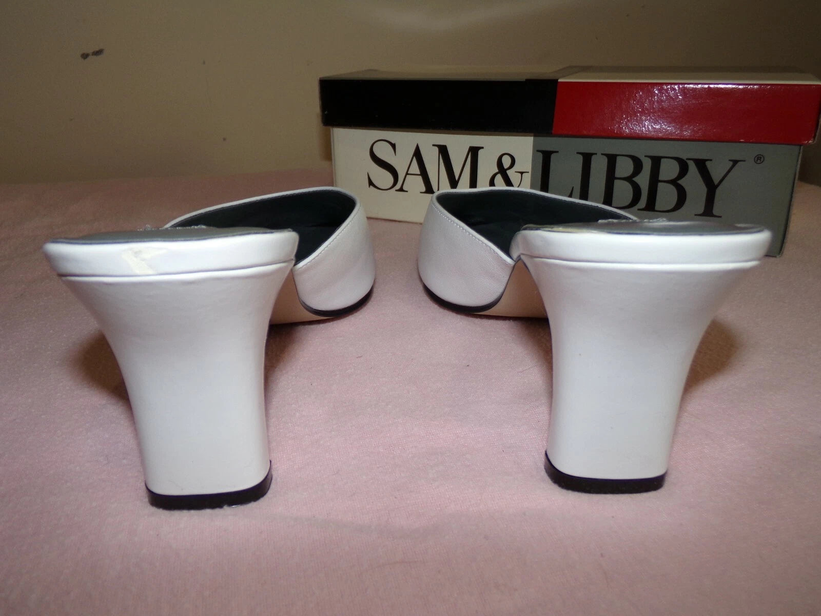 Ladies Slip on Heels, Mule Style, White, by Sam & Libby, Size 10