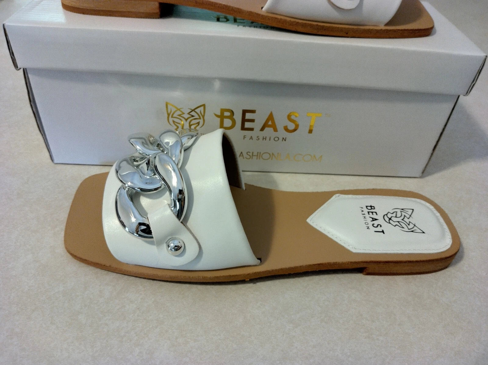 Beast Fashion Size 7.5 LANA-01 White Sandals NIB