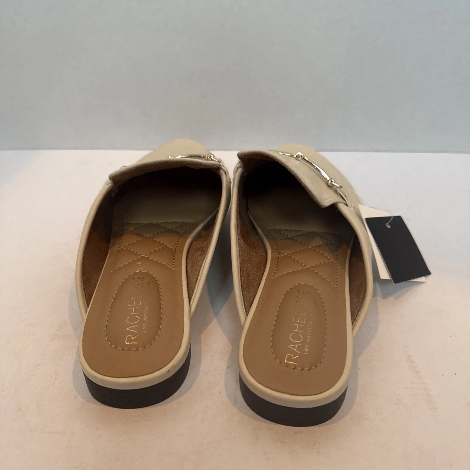 Rachel Zoe Alani cream slides with metal ladies 7.5 NEW