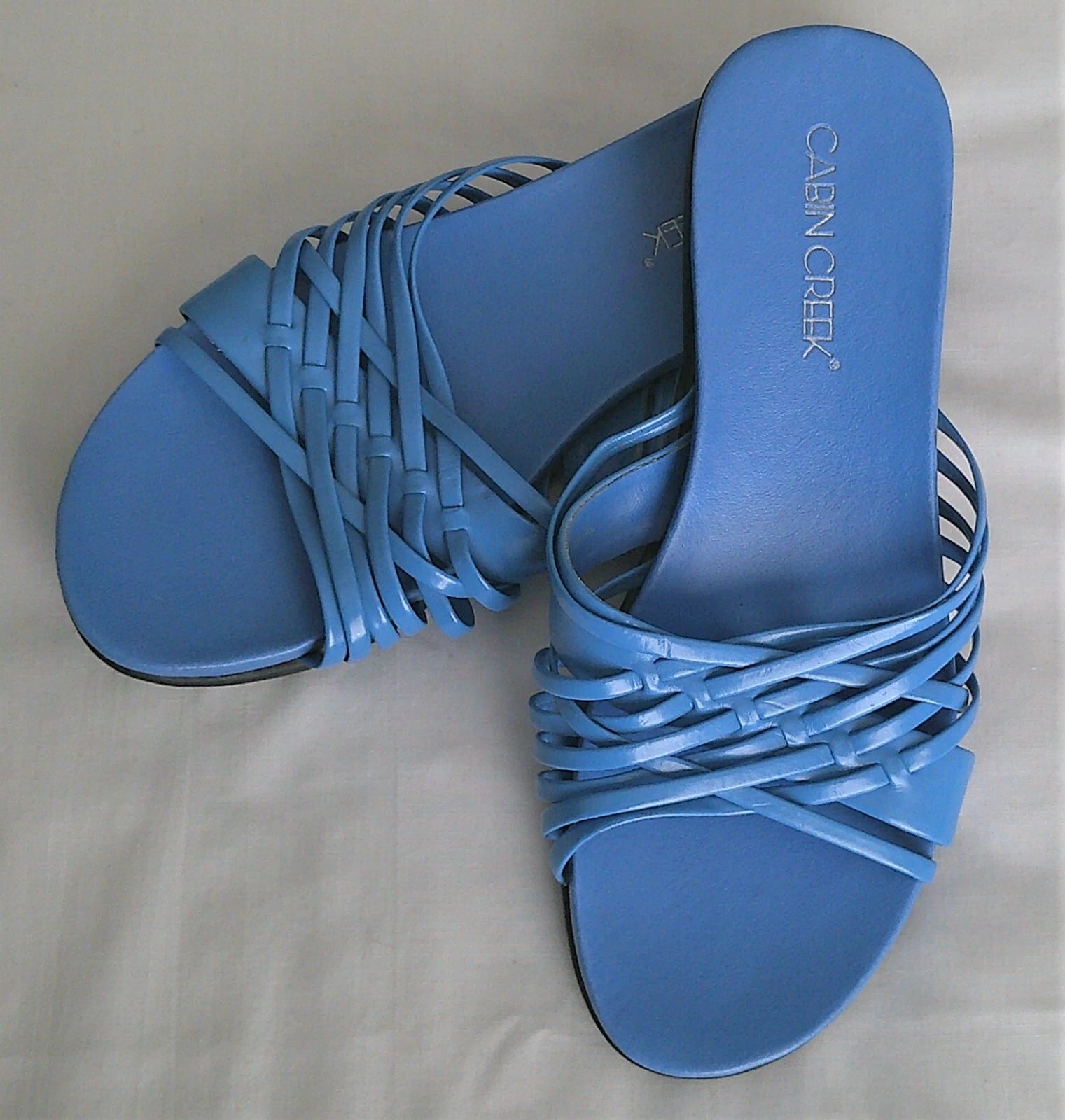 Cabin Creek Womens Strappy Slide Flat Sandals Size 8M Blue 1.5" Heel