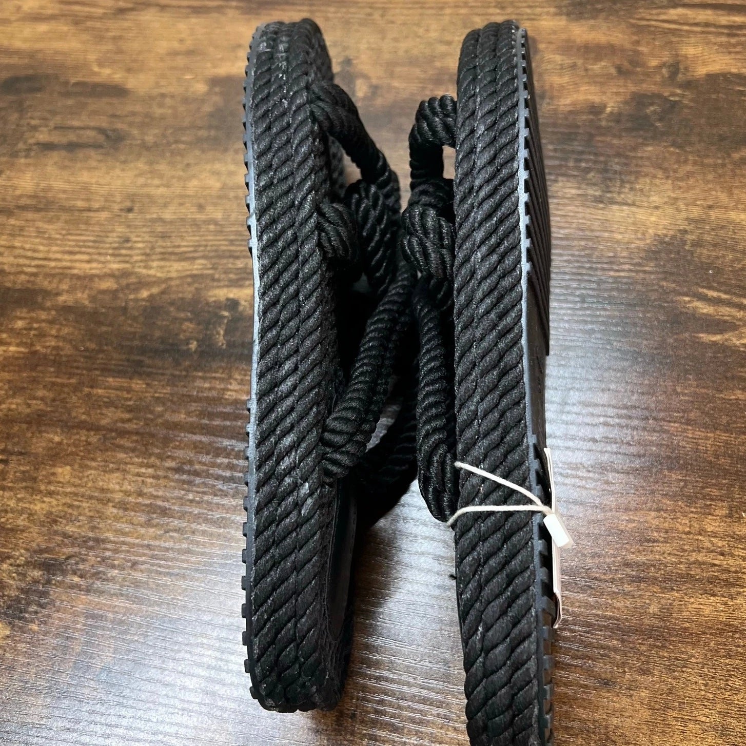 OYSHO Rope Slide Sandals 8 Womens Black Slip On Beach Boho Open Toe Casual New