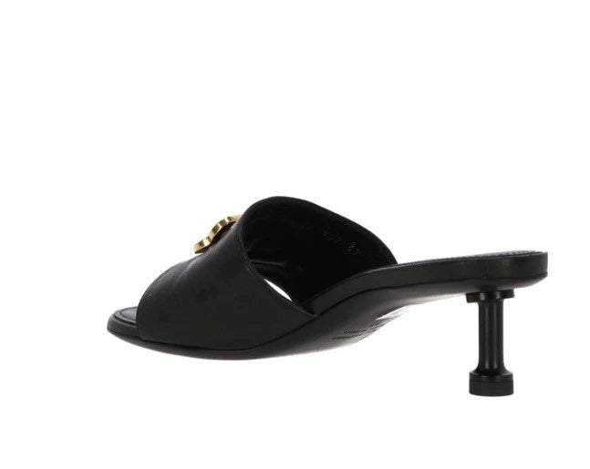 BALENCIAGA Groupie BB Logo Black Slide Sandal Shoes Heels Size 39.5 US 9.5