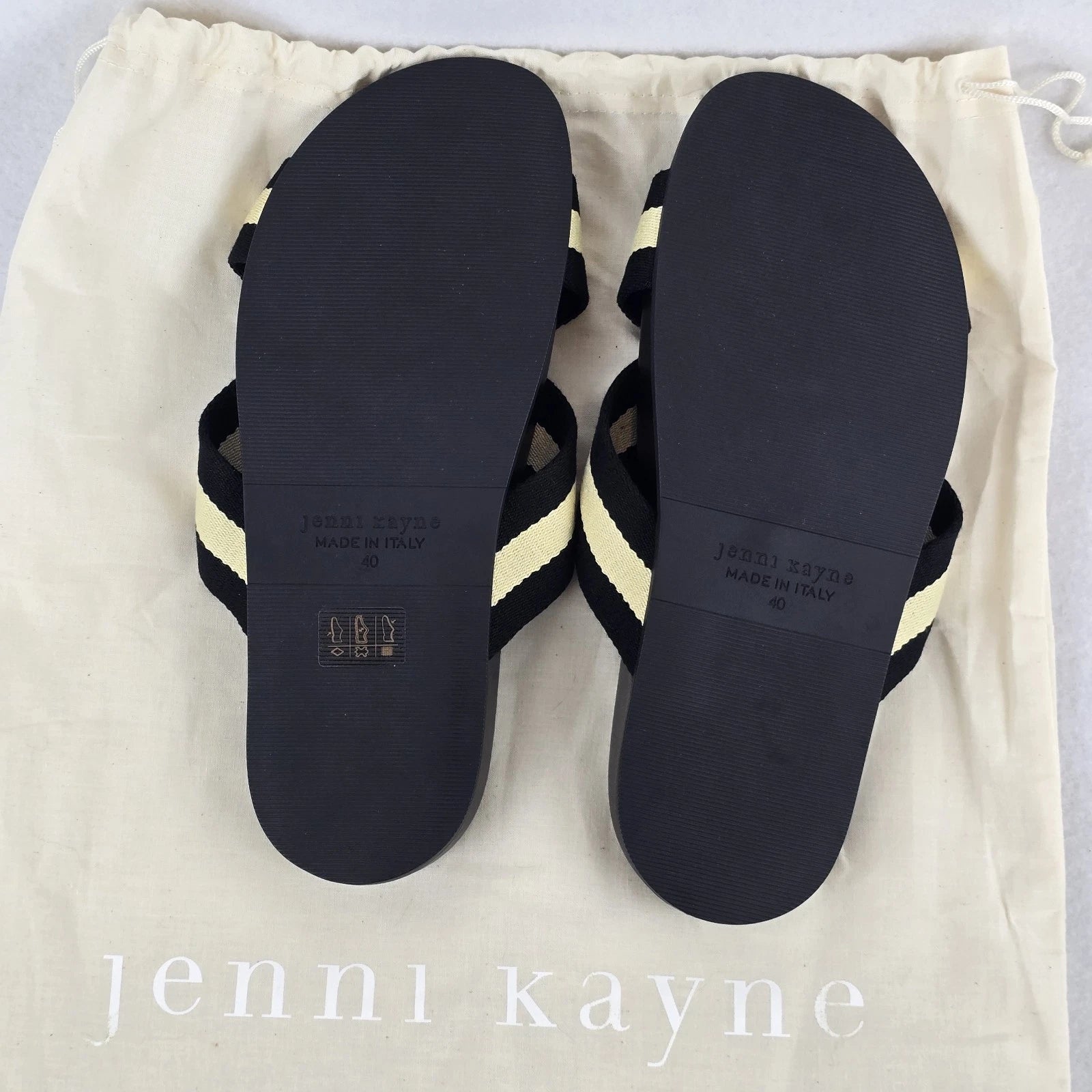 $325 Jenni Kayne Stripe Cotton Crossover Sandals Sz 40 EU 9 US Minimalist Beachy