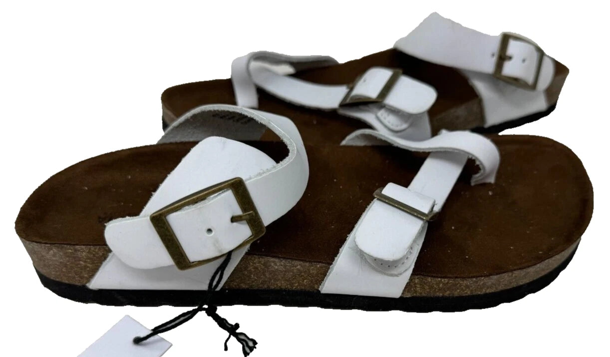 Sonoma Women's Gojiberry Leather Slip On Comfort Sandals White Size:6 200T