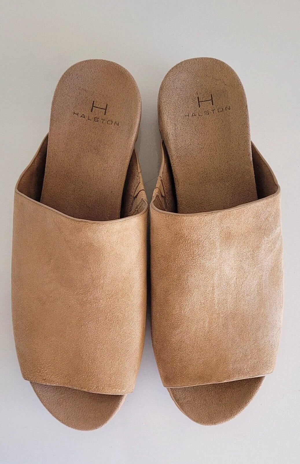 HALSTON ZARAH TAN SUEDE MULE SLIDES SANDALS WOMEN'S 9M A4520317 Open Toe