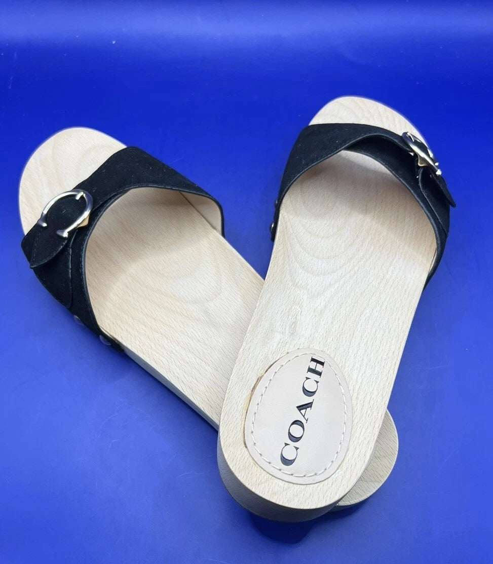COACH Bleeker Suede Sandal Size 9B Black