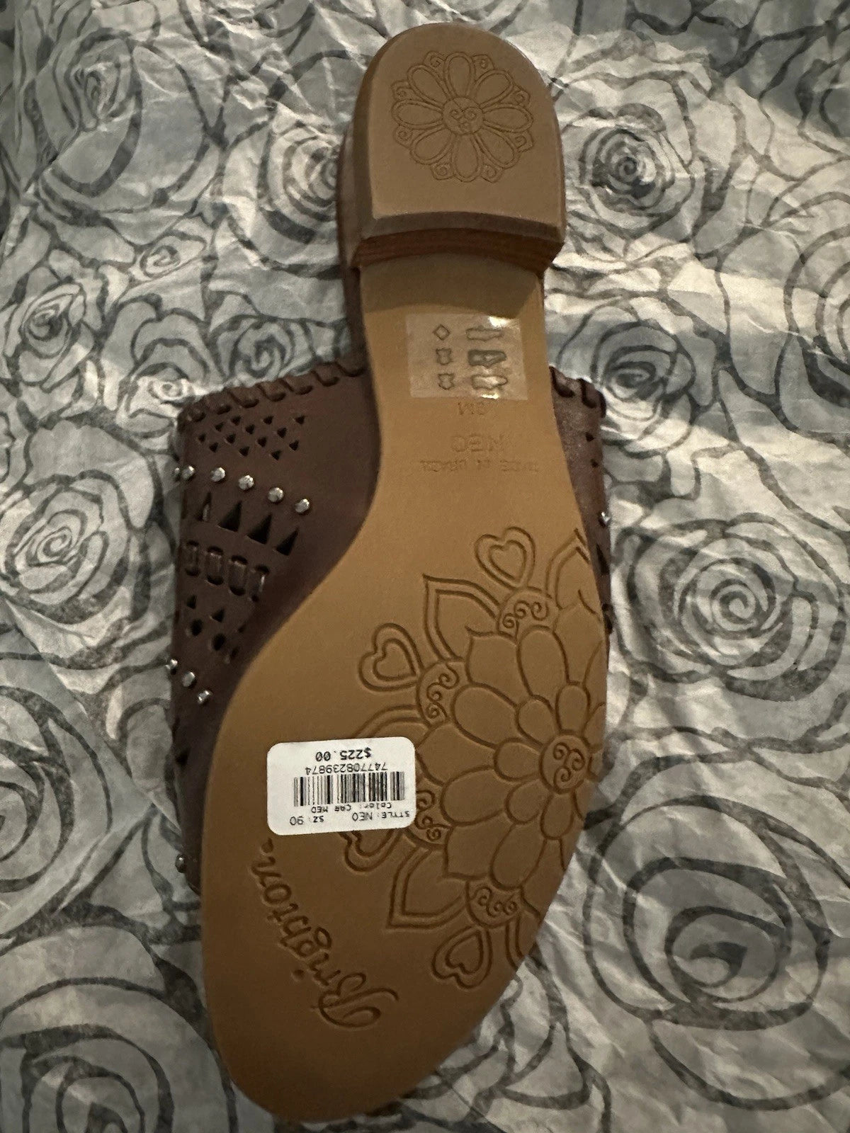 NWT - Brighton Sandal Slides Style NEO Brown Leather Silver-tone Hardware Size 9