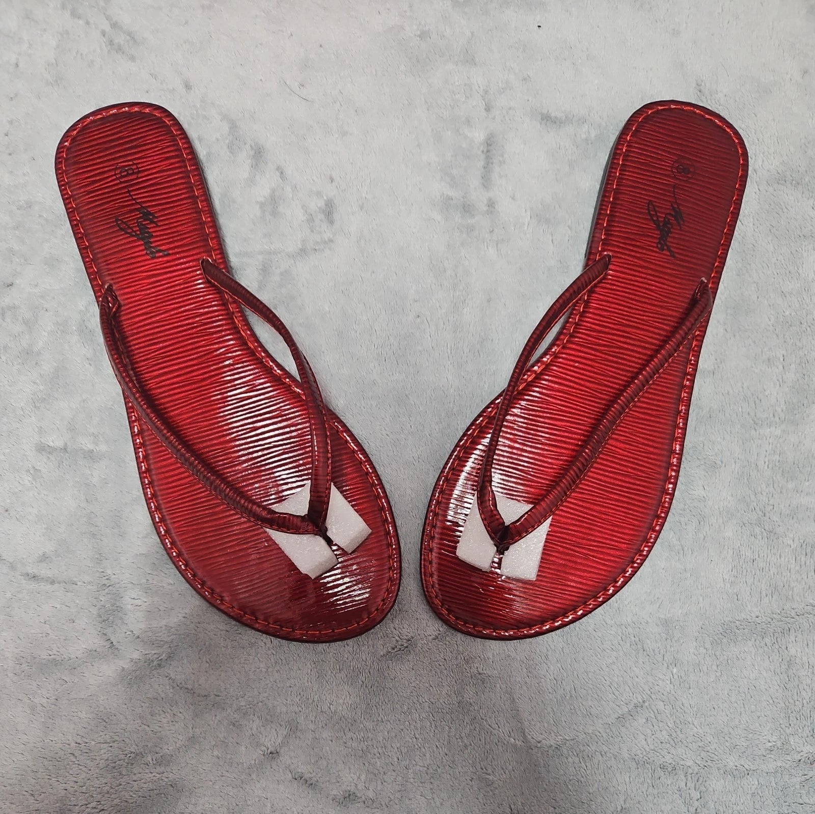 M Style Sandals Size 8 Red Flip Flops Women's Summer Shoes New