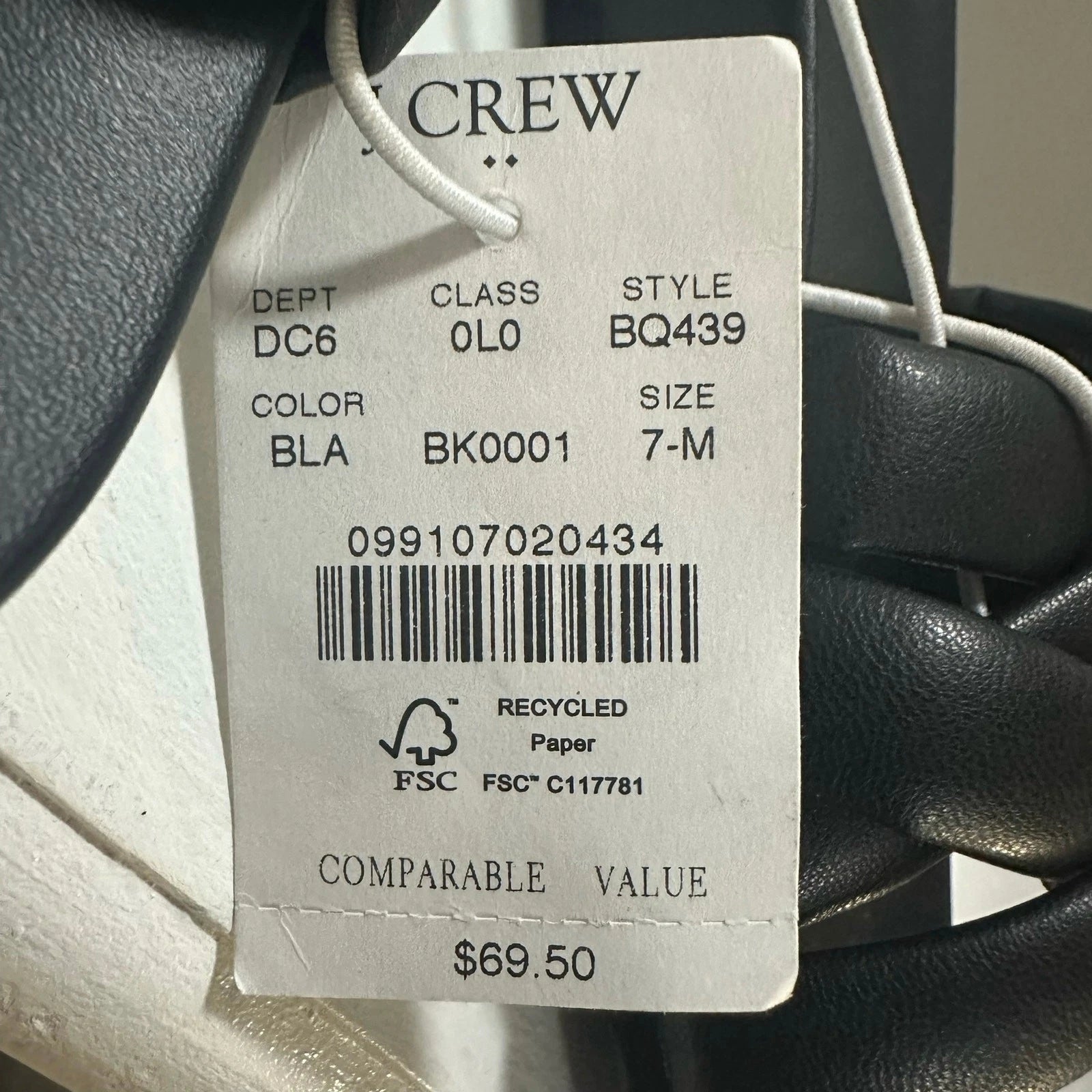 J. Crew Crisscross Style BQ439 Black Slip On Slide Sandals Women’s Size 7 NWT