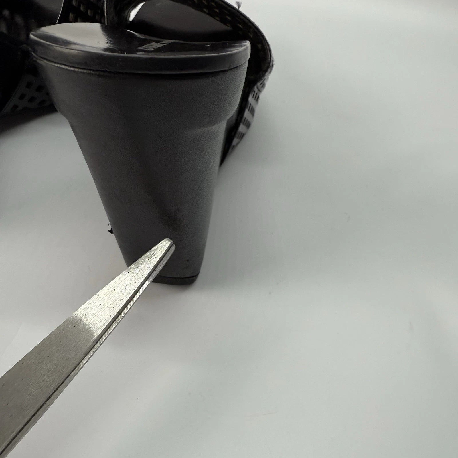 Diane von Furstenberg Perforated Wedge Sandals Size 7 Black Sample Shoes