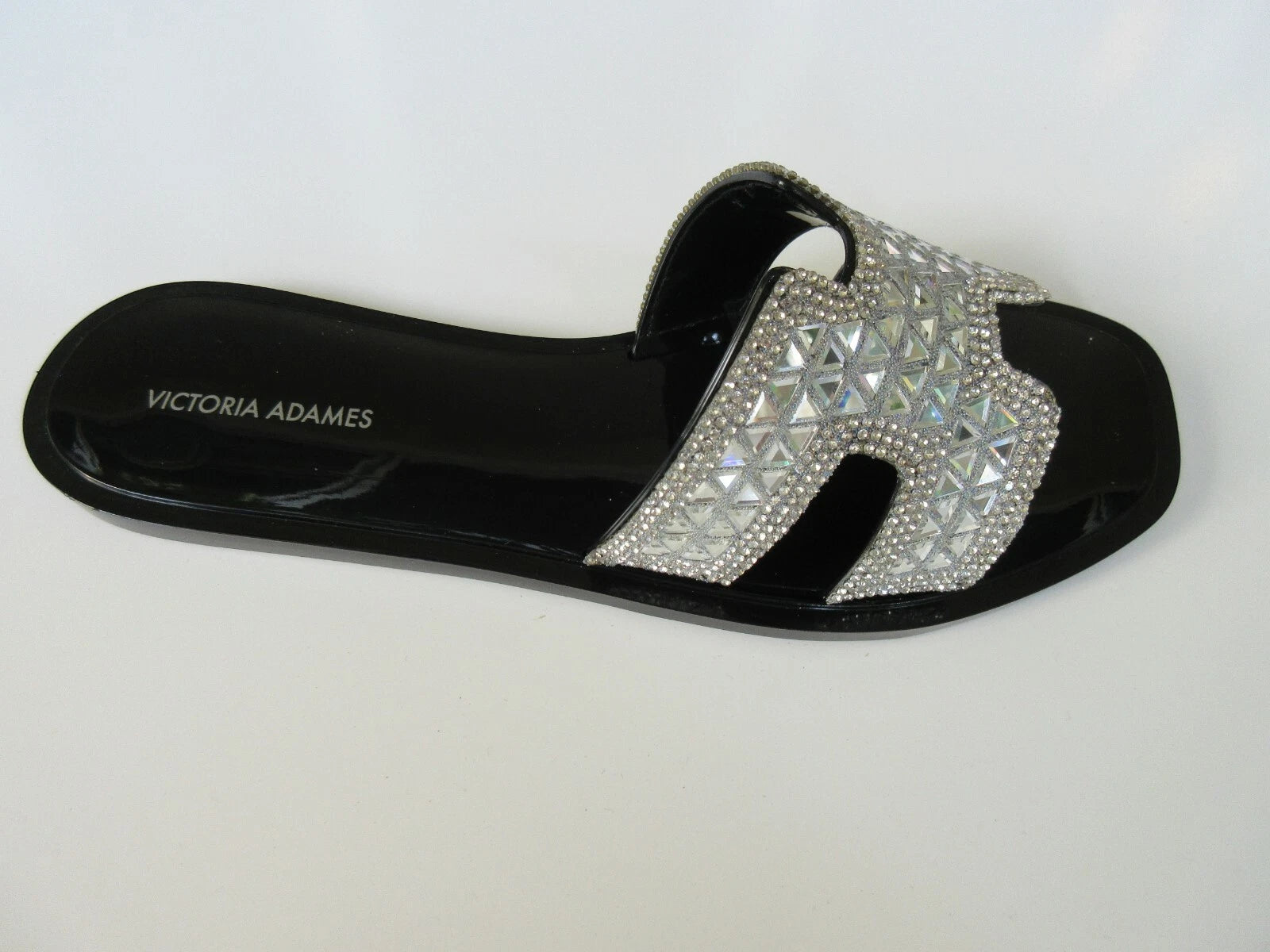 Victoria Adames Black Jelly Slide With Embellished Rhinestone Strap Soho Style