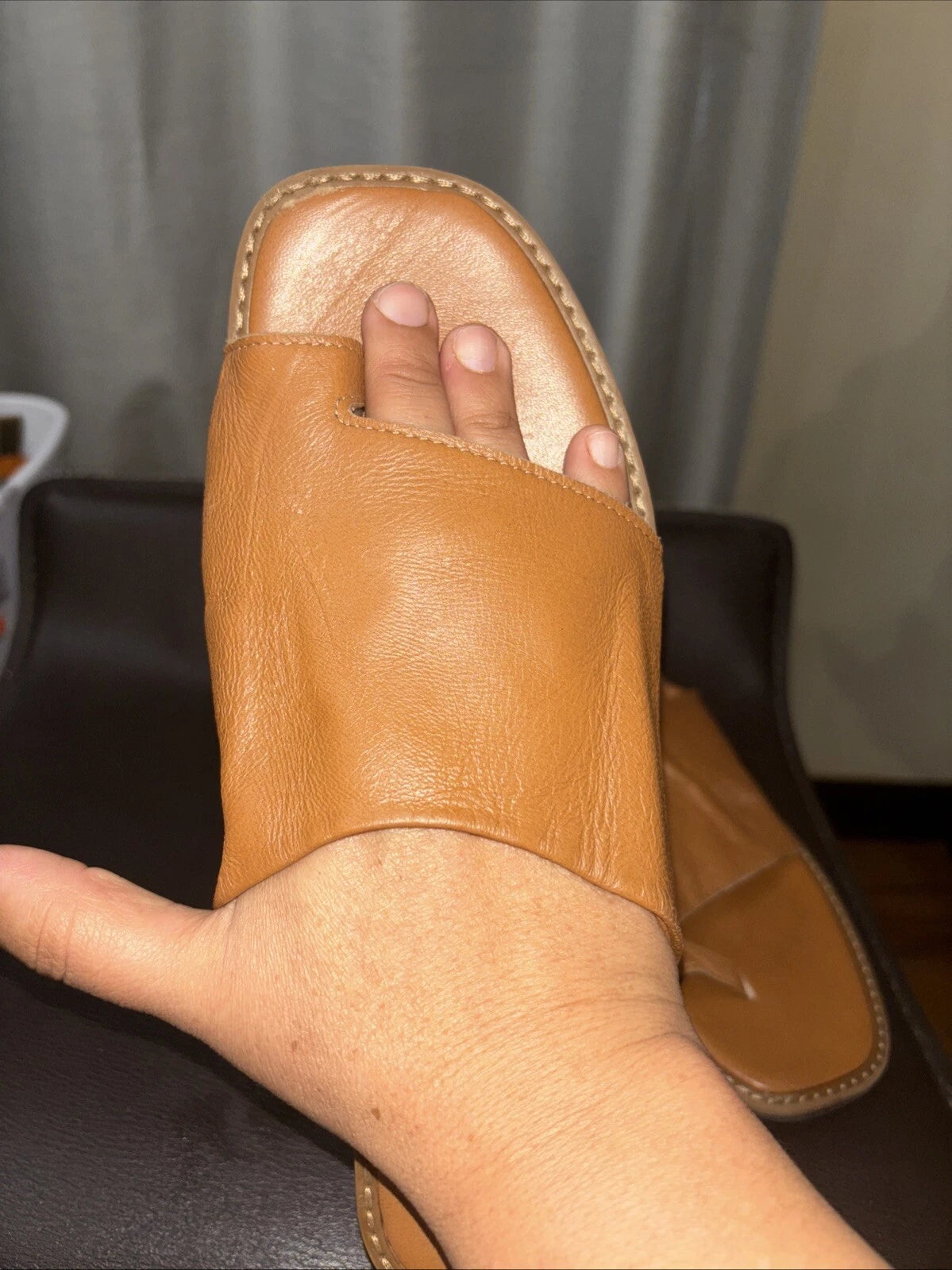 AVELLINI Womens Fairy Core Leather Sock Brown Slip on Sandals Style 3066 SZ 9