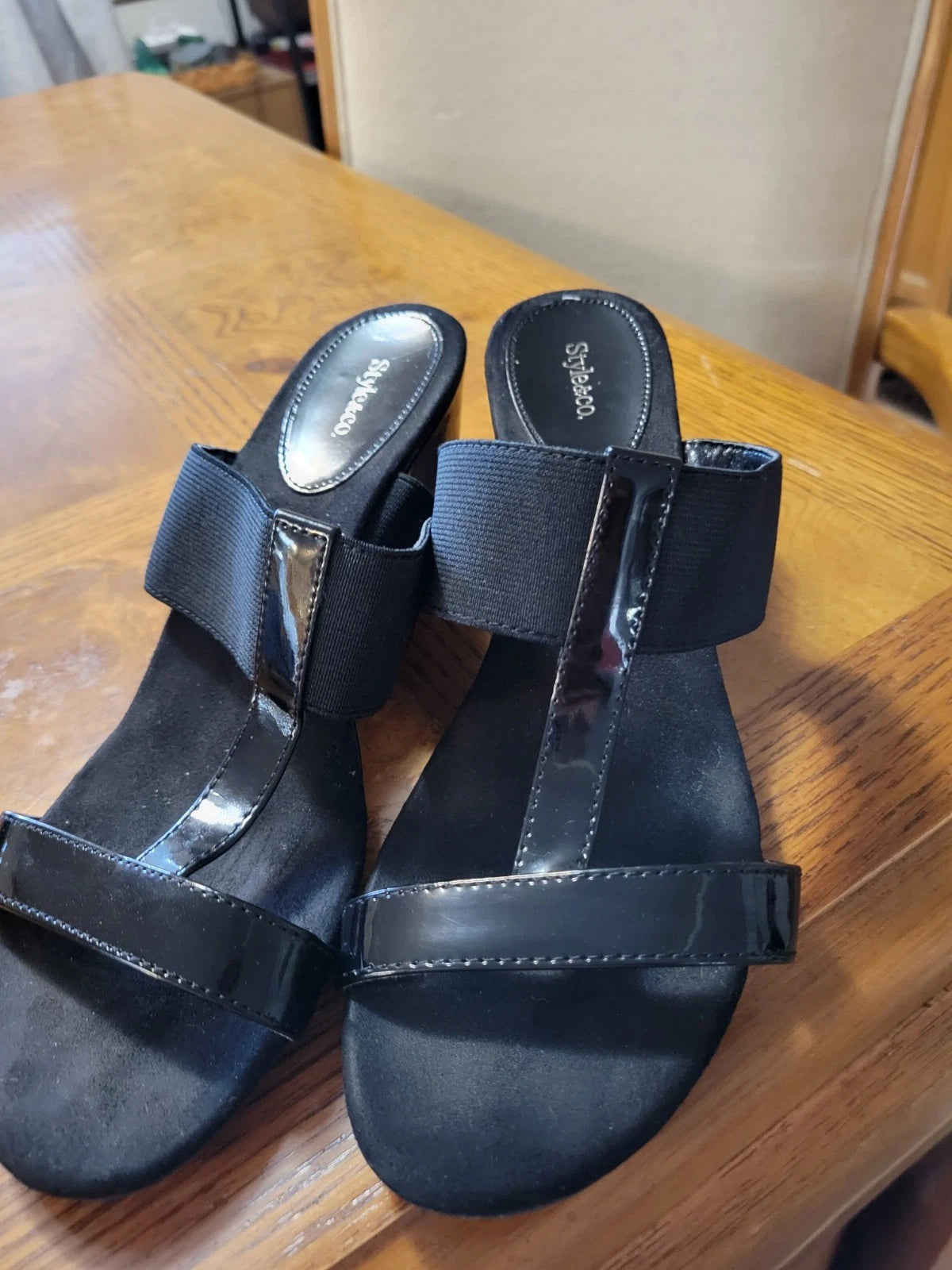 Black Wedge Heel Dressy Sandal By Style & Co Sz 8M