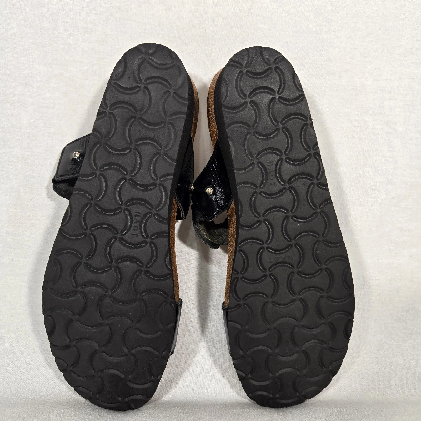 NOAT Ashley Rhinestone Adjustable Gore BLACK Leather Sandals Women's Size 8-8.5.