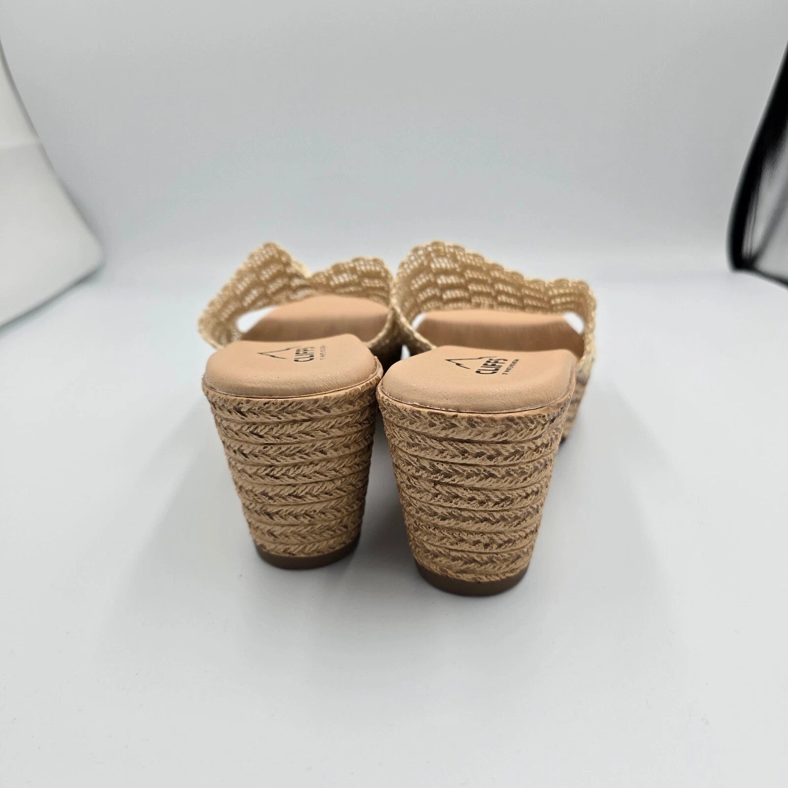 Cliffs by White Mountain Espadrille Wedge Sandals Raffia Slides Size 8.5