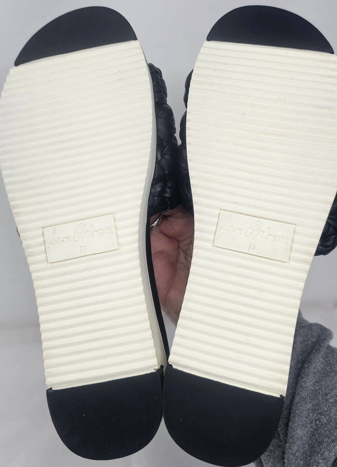 Sam Edelman Ainslie Braided Faux Leather Slide Black Slip On Sandal Size 10