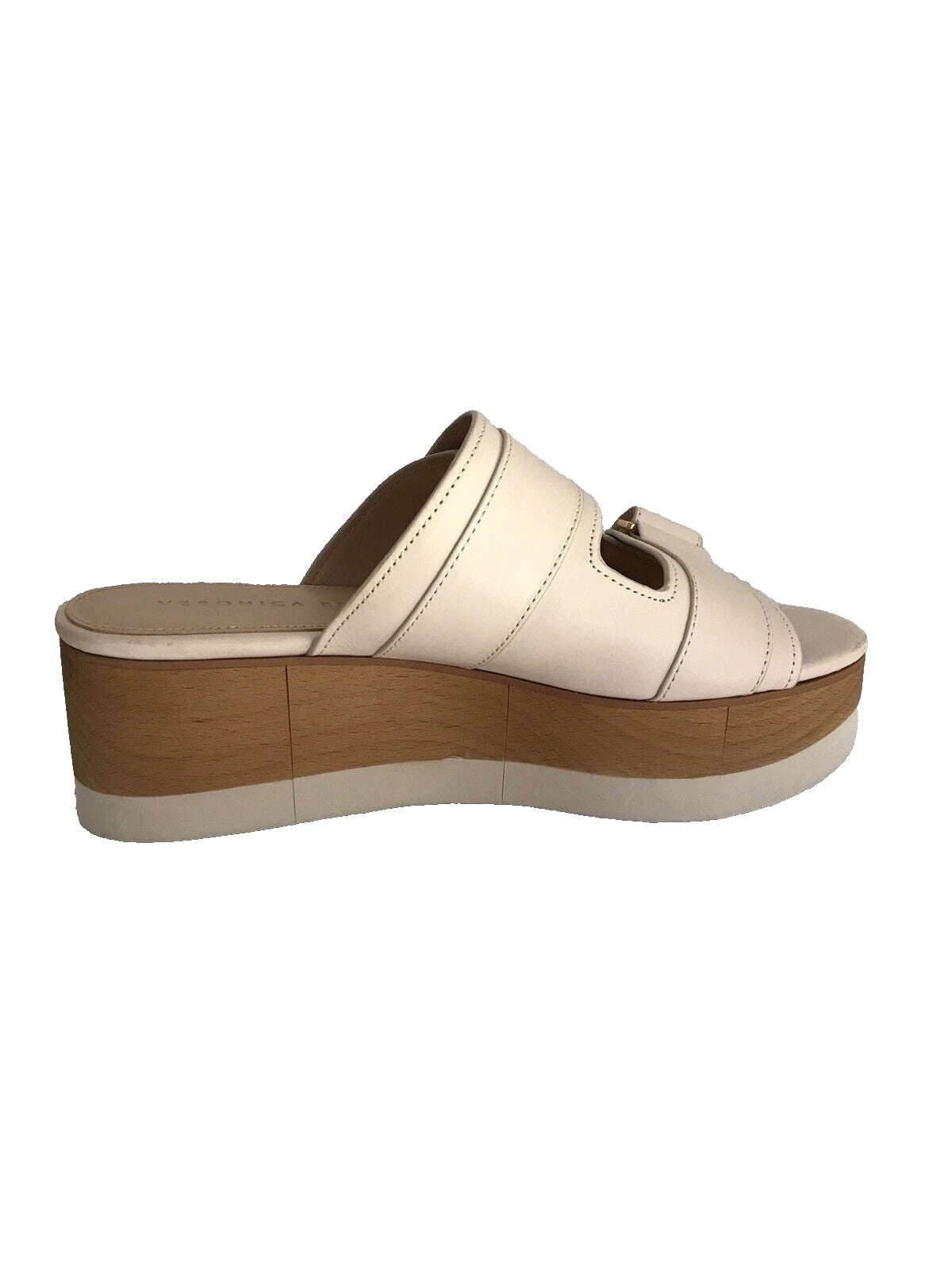 NeW VERONICA BEARD Platform Sandal Welda Slides Ivory Leather Wooden Sz 6