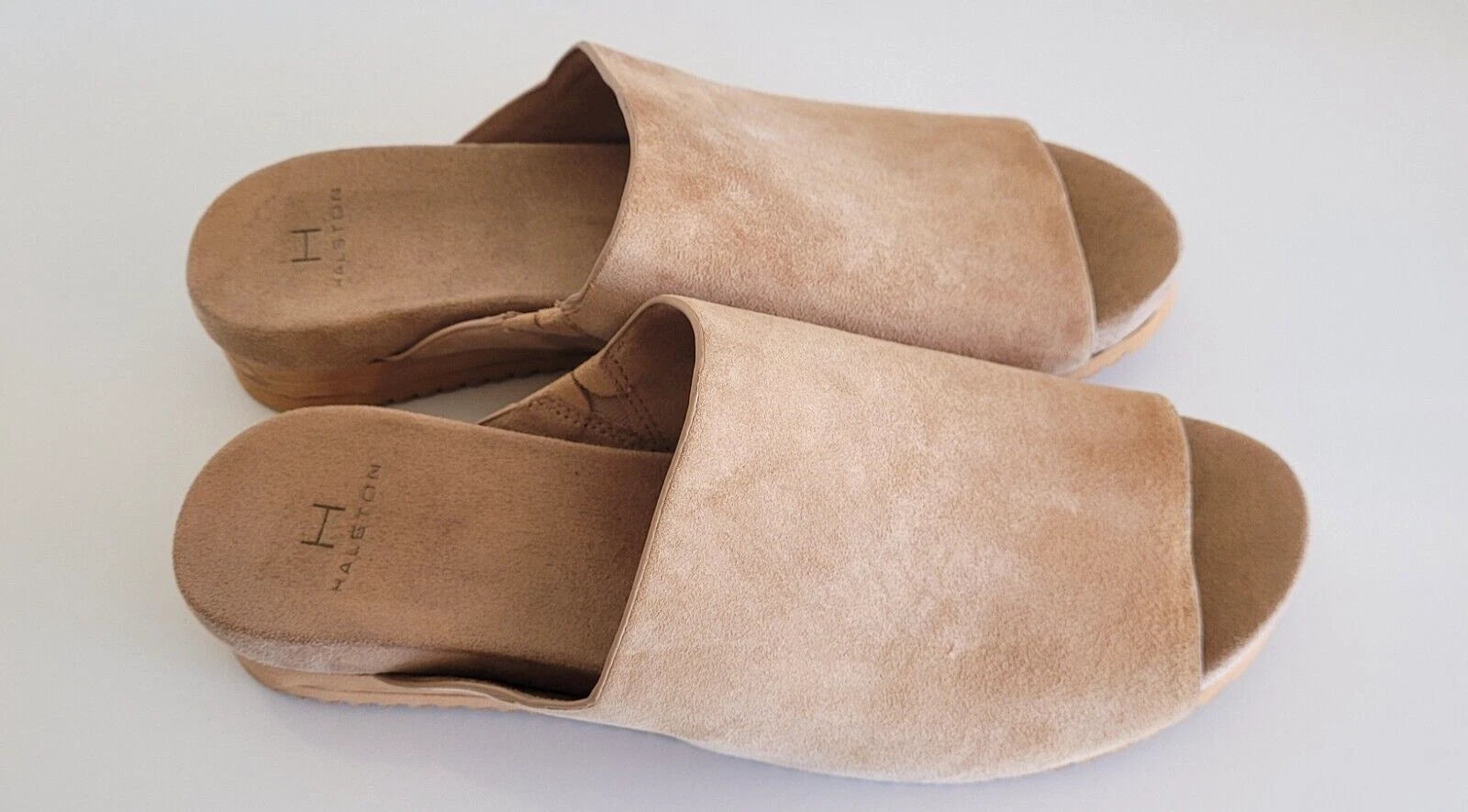 HALSTON ZARAH TAN SUEDE MULE SLIDES SANDALS WOMEN'S 9M A4520317 Open Toe