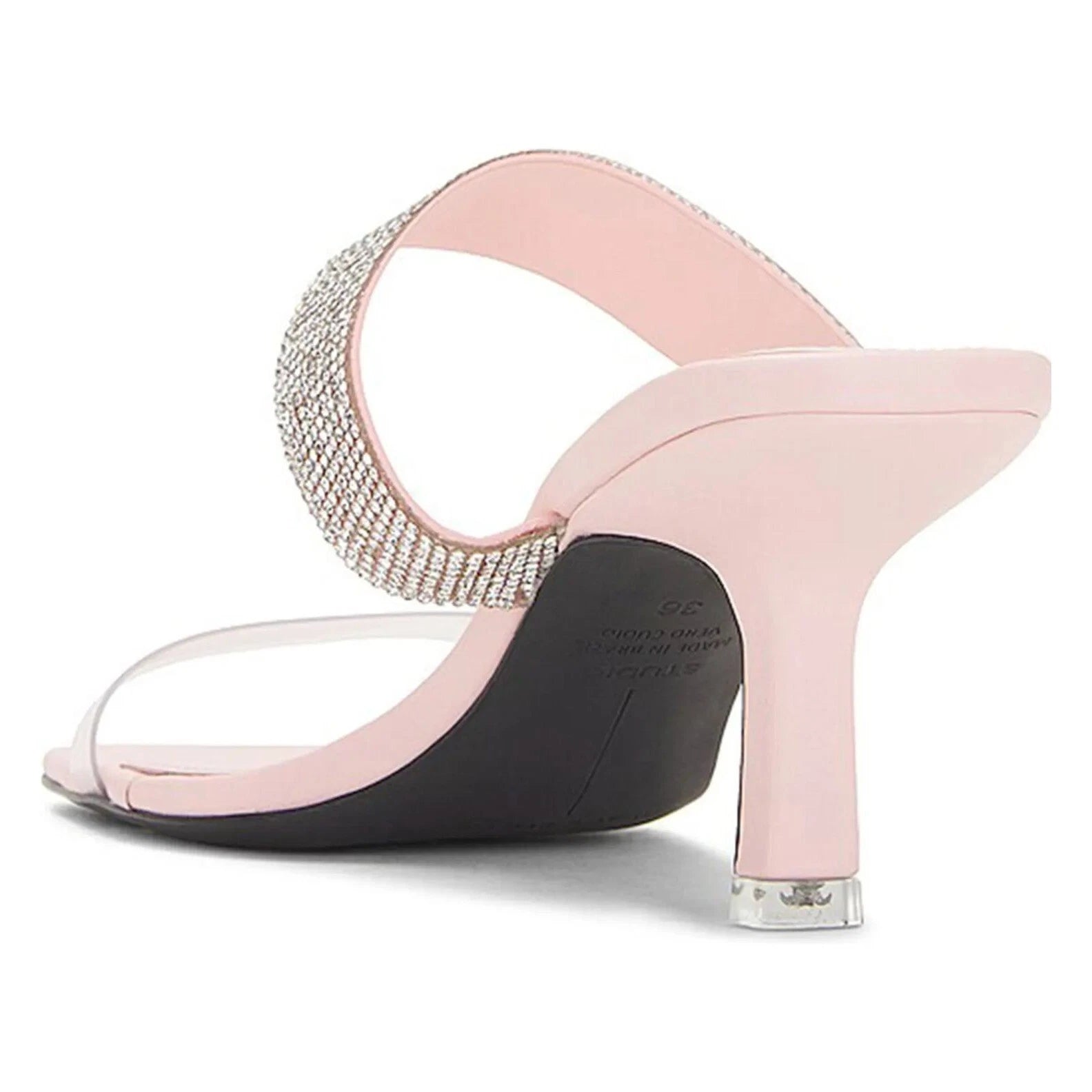 Black Suede Studio Cali SILVER Glitter Slide Sandal Womens Size 38.5