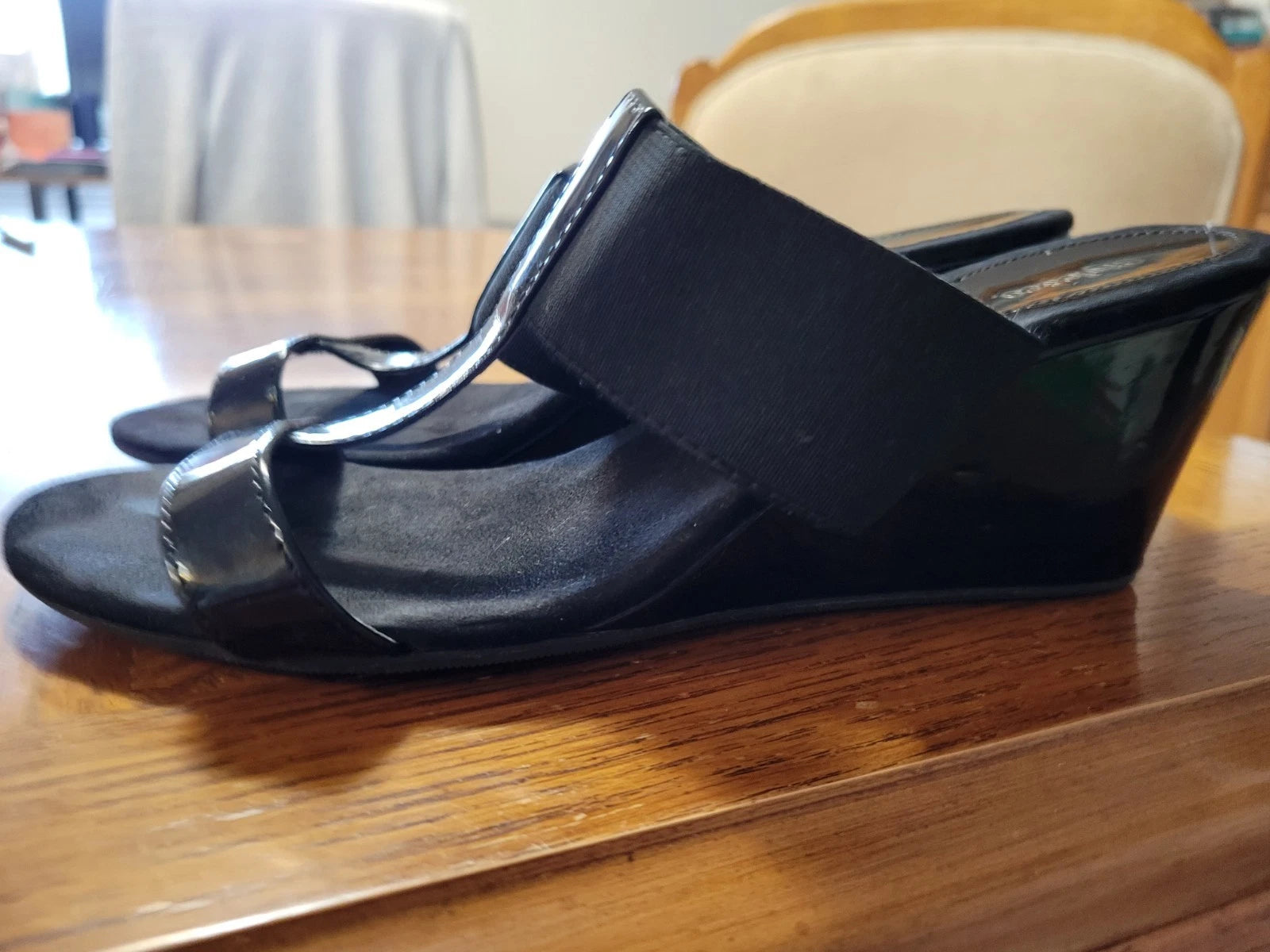 Black Wedge Heel Dressy Sandal By Style & Co Sz 8M