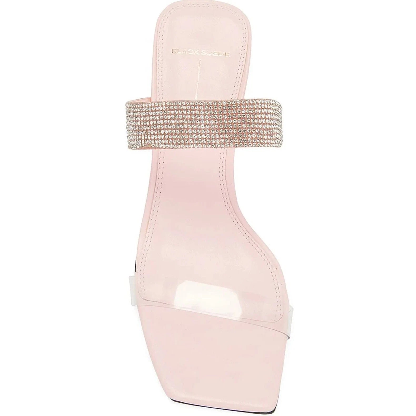 Black Suede Studio Cali SILVER Glitter Slide Sandal Womens Size 38.5