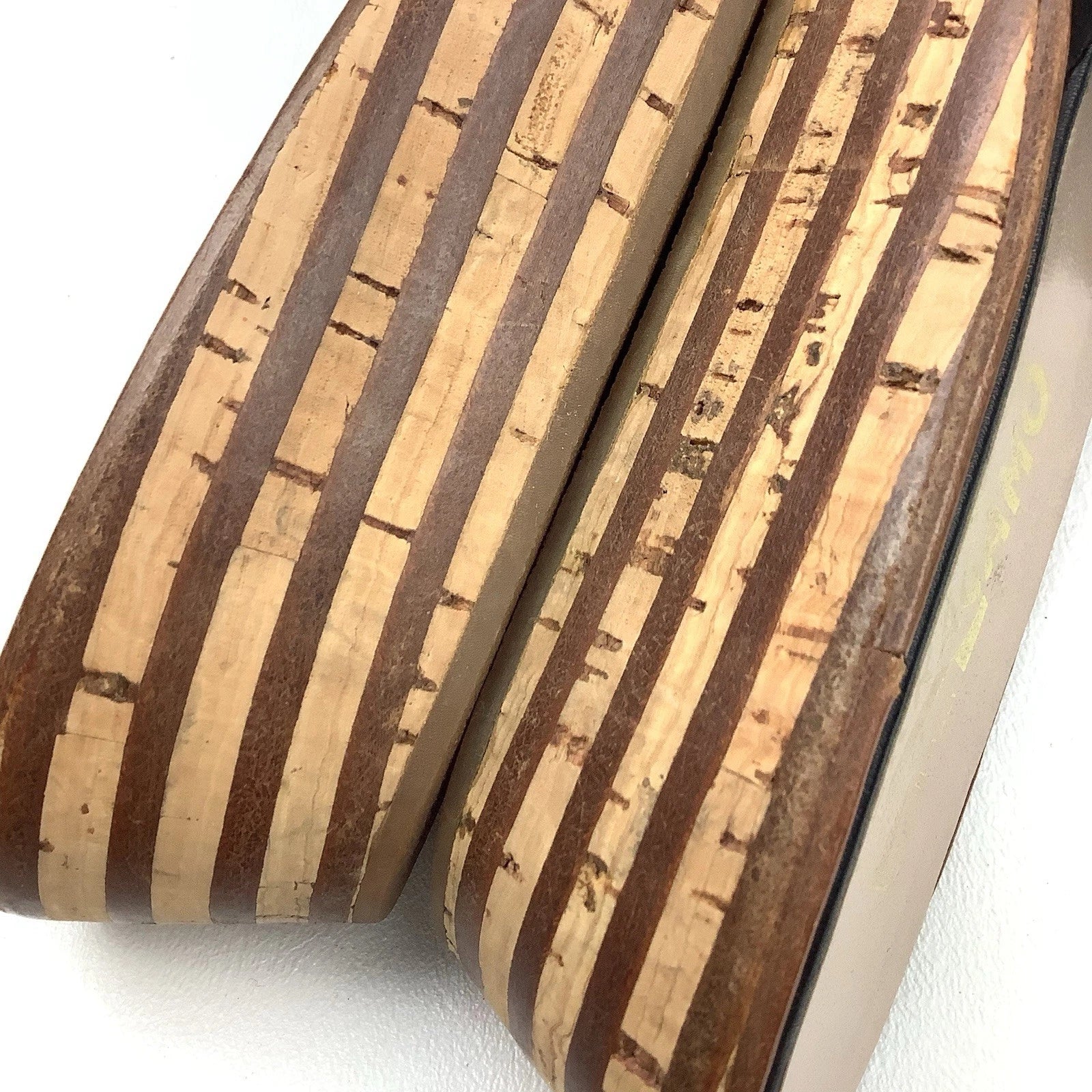 Salvatore Ferragamo Black Leather Slides Sandals Women Size 7 Wood Cork Wedge