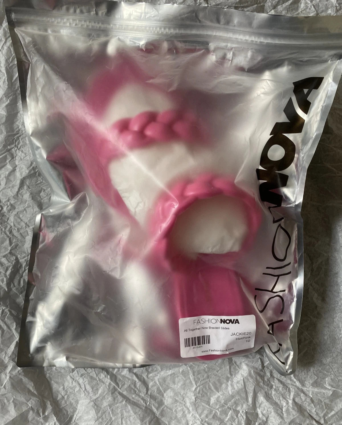 Fashion Nova Women's Hot Pink All Together Now Braided Slides