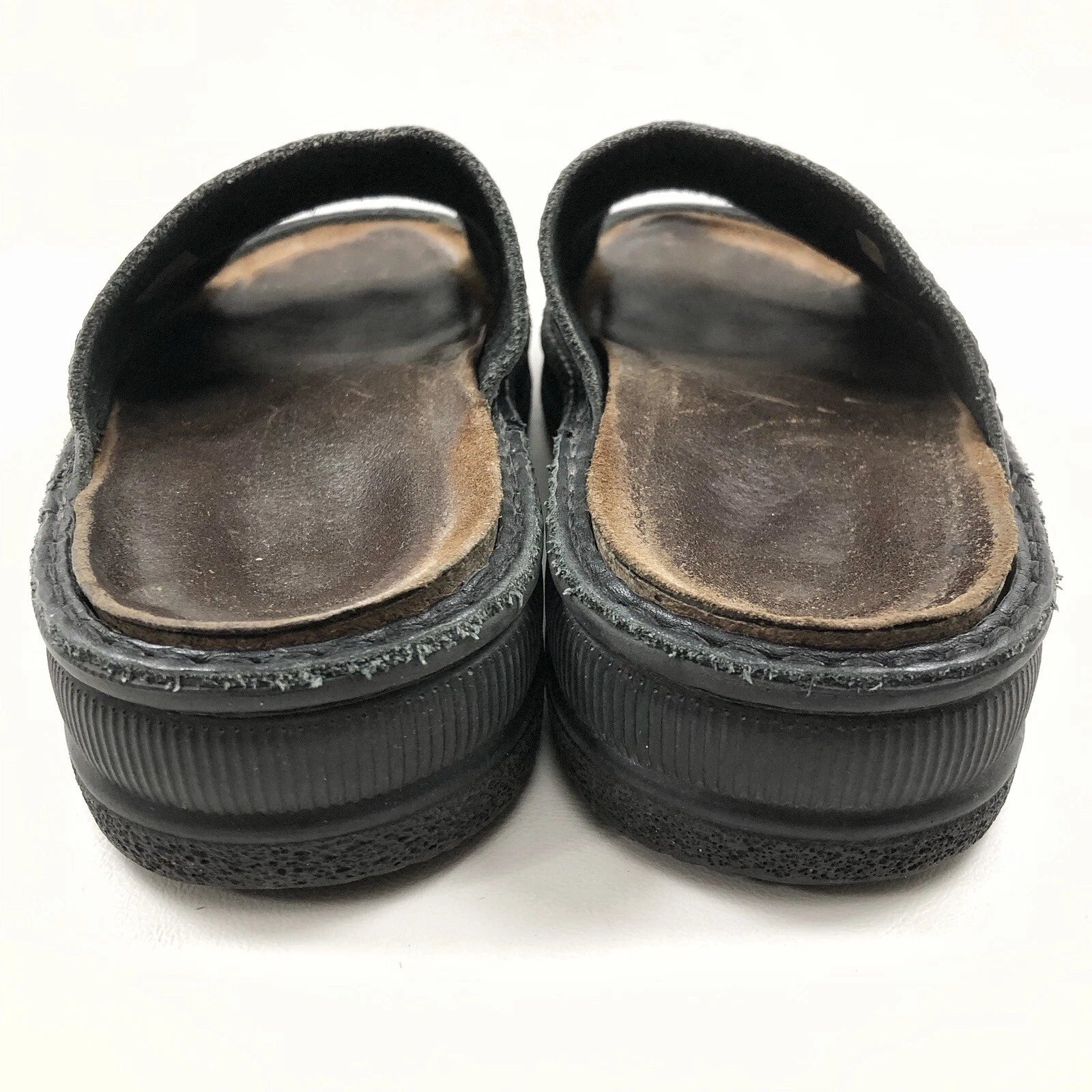 Naot Black Sz 6 /37 Leather Sandals Flats Slip On Arch Support Platform