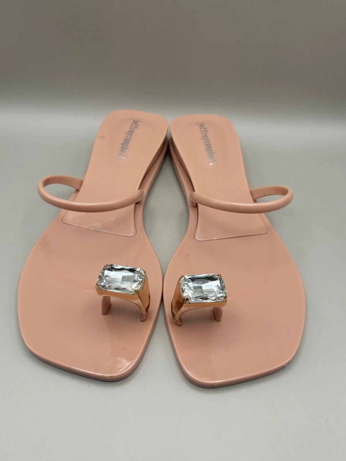 JEFFREY CAMPBELL Balia Womens Wedge Sandals Flip Flops Beige Sz 8 Repaired