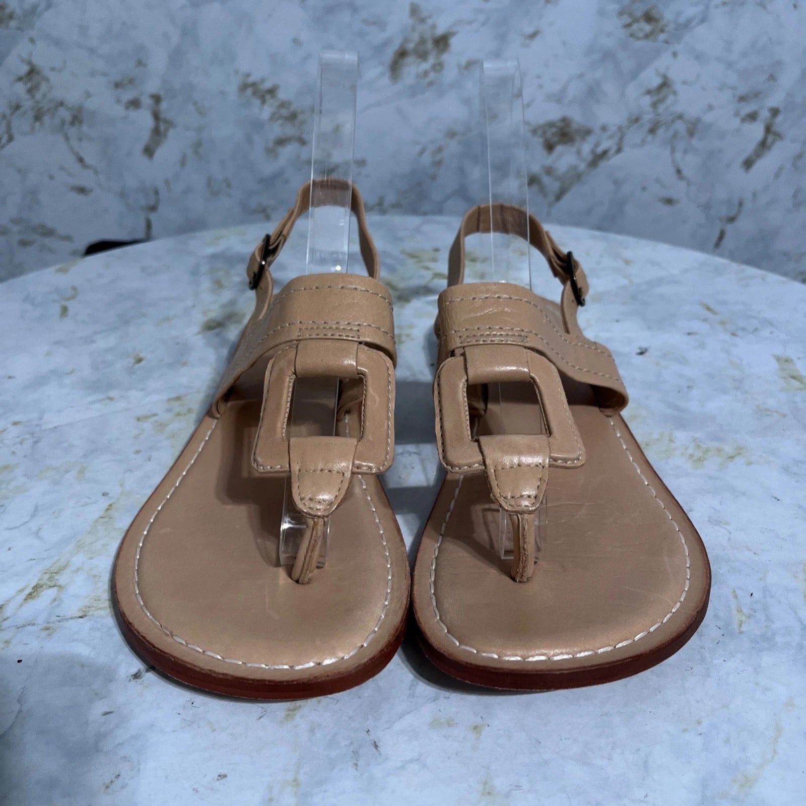 Bernardo Women's Size 7.5M Shoes Brown Leather Fashion T-Strap Slingback Sandals