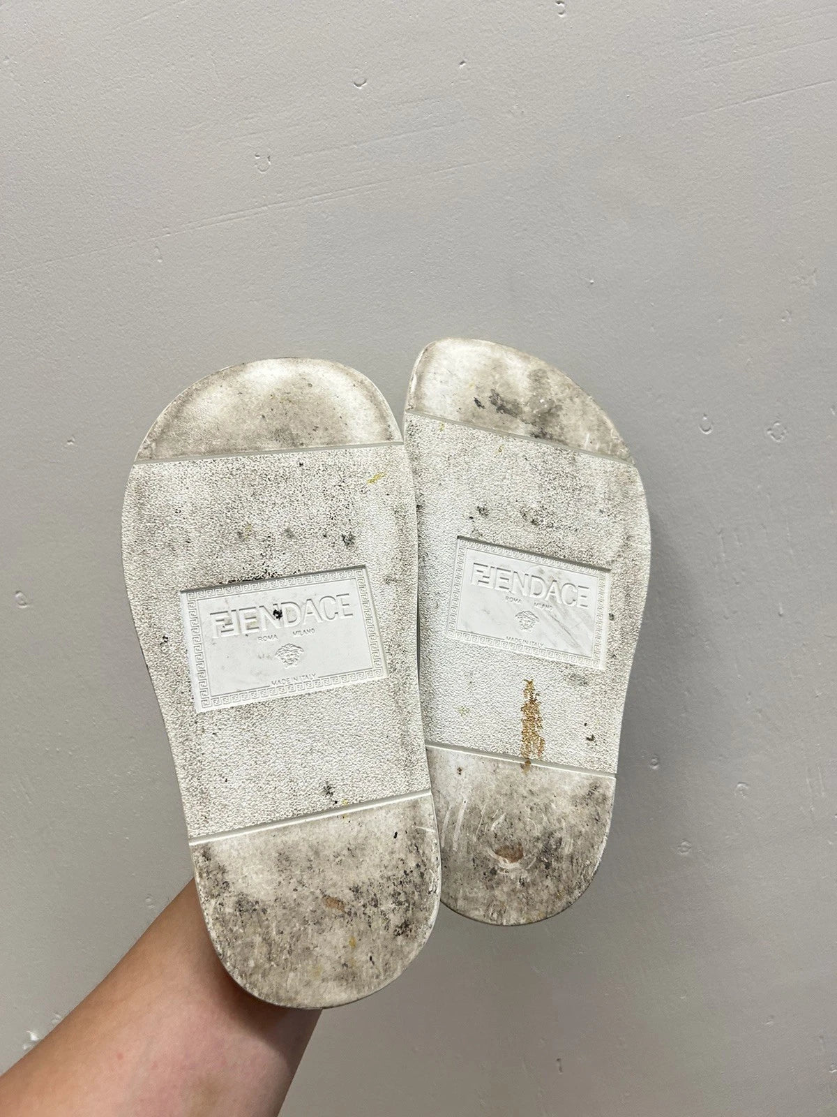 Versace Fendi women Slide Size 9 US/ 39 EU White and Gold Medusa Style