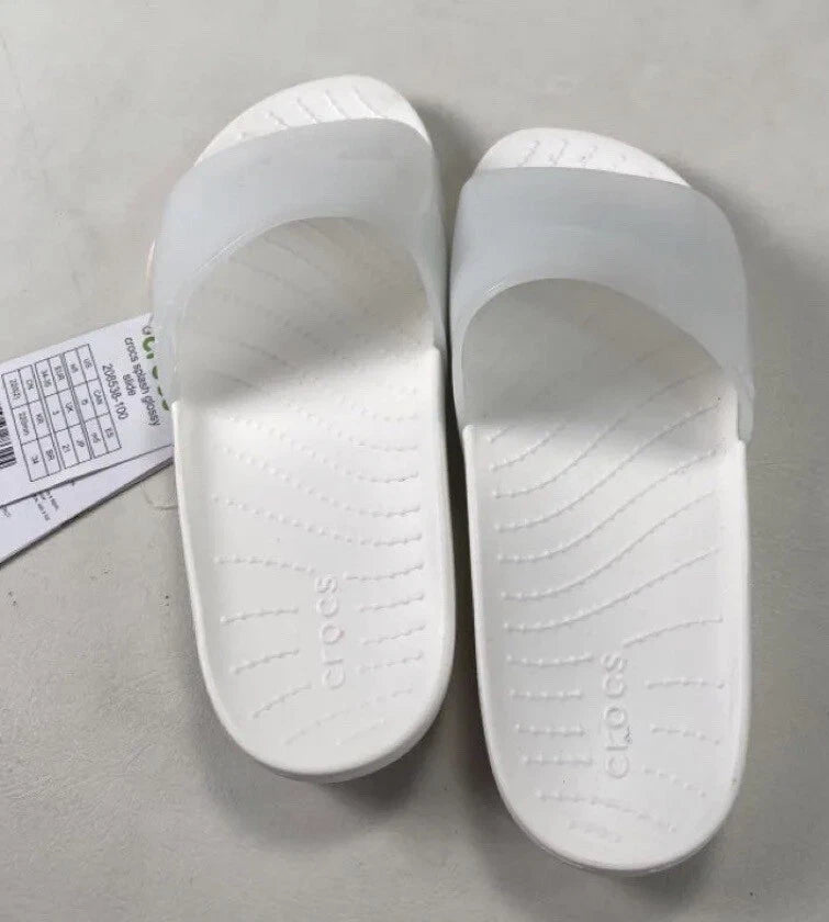 NWT Crocs Splash Glossy Slide White Sandals Size 5. Style 208538-100