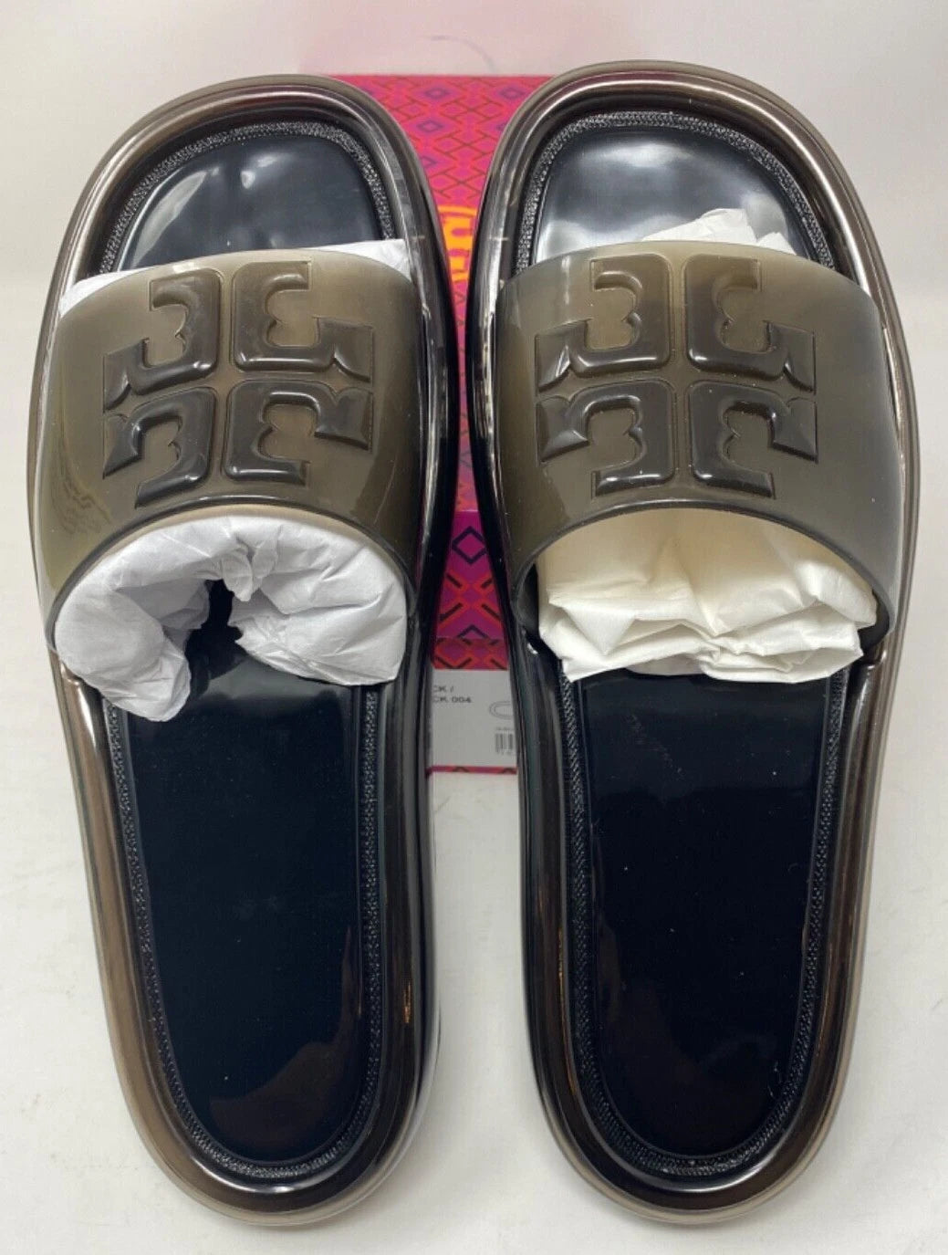 NIB TORY BURCH $188 BLACK BUBBLE JELLY SLIDE SANDAL/Sz 7 37 EU Style 85010