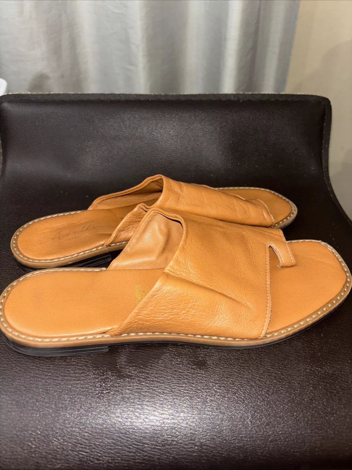 AVELLINI Womens Fairy Core Leather Sock Brown Slip on Sandals Style 3066 SZ 9