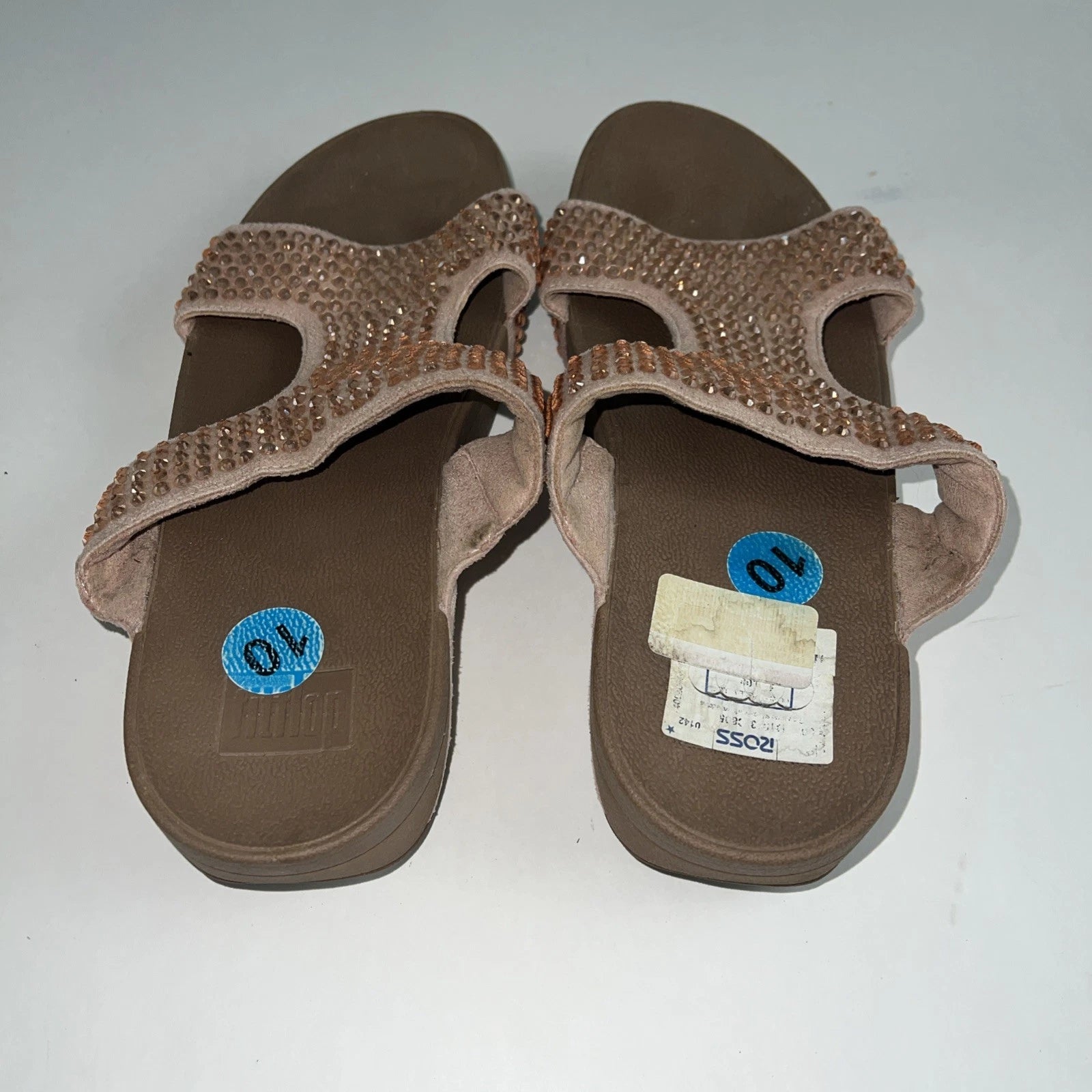 Fitflop Womens Rokkit Slide Mauve Rhinestone Bling Size 10