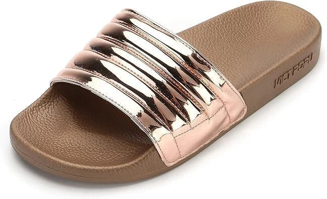 VICT POPU Womens Slides Beach House Pool Slip size 10  RoseGold