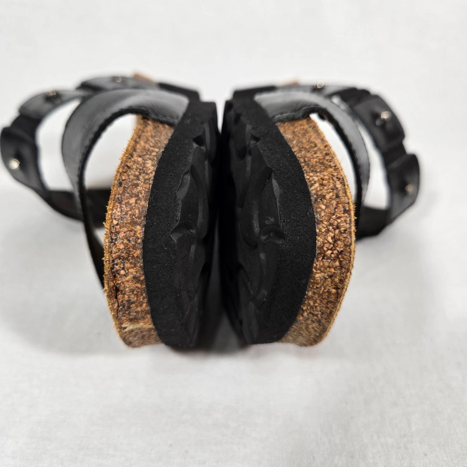 NOAT Ashley Rhinestone Adjustable Gore BLACK Leather Sandals Women's Size 8-8.5.