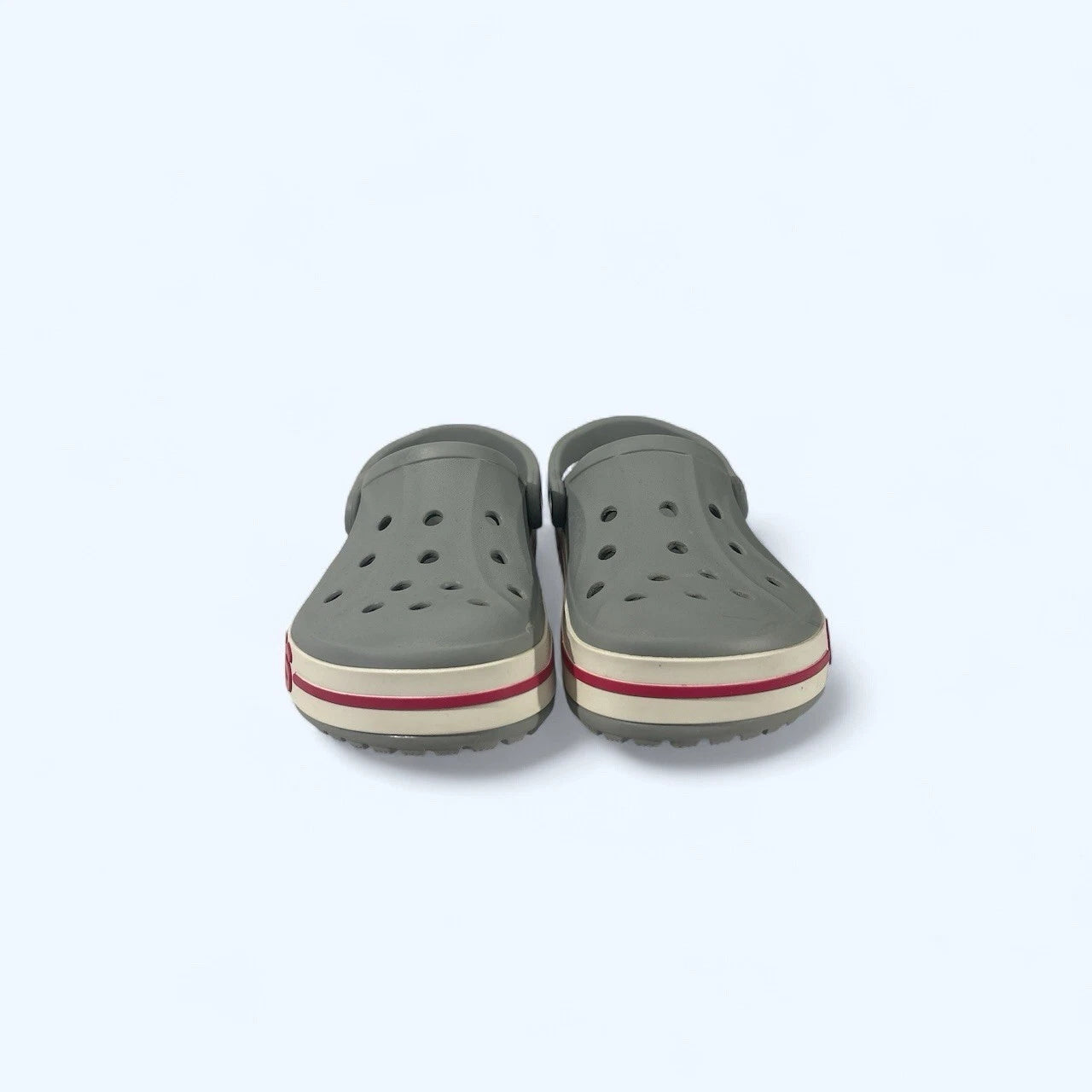 Crocs Crocband Clogs Unisex Men's 7/ Women's 9 Gray W/Red Trim