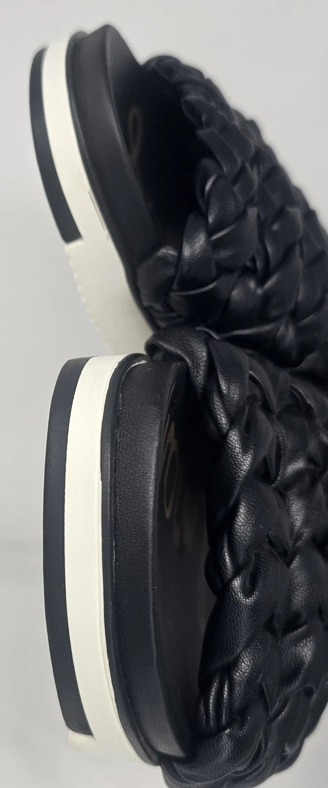 Sam Edelman Ainslie Braided Faux Leather Slide Black Slip On Sandal Size 10