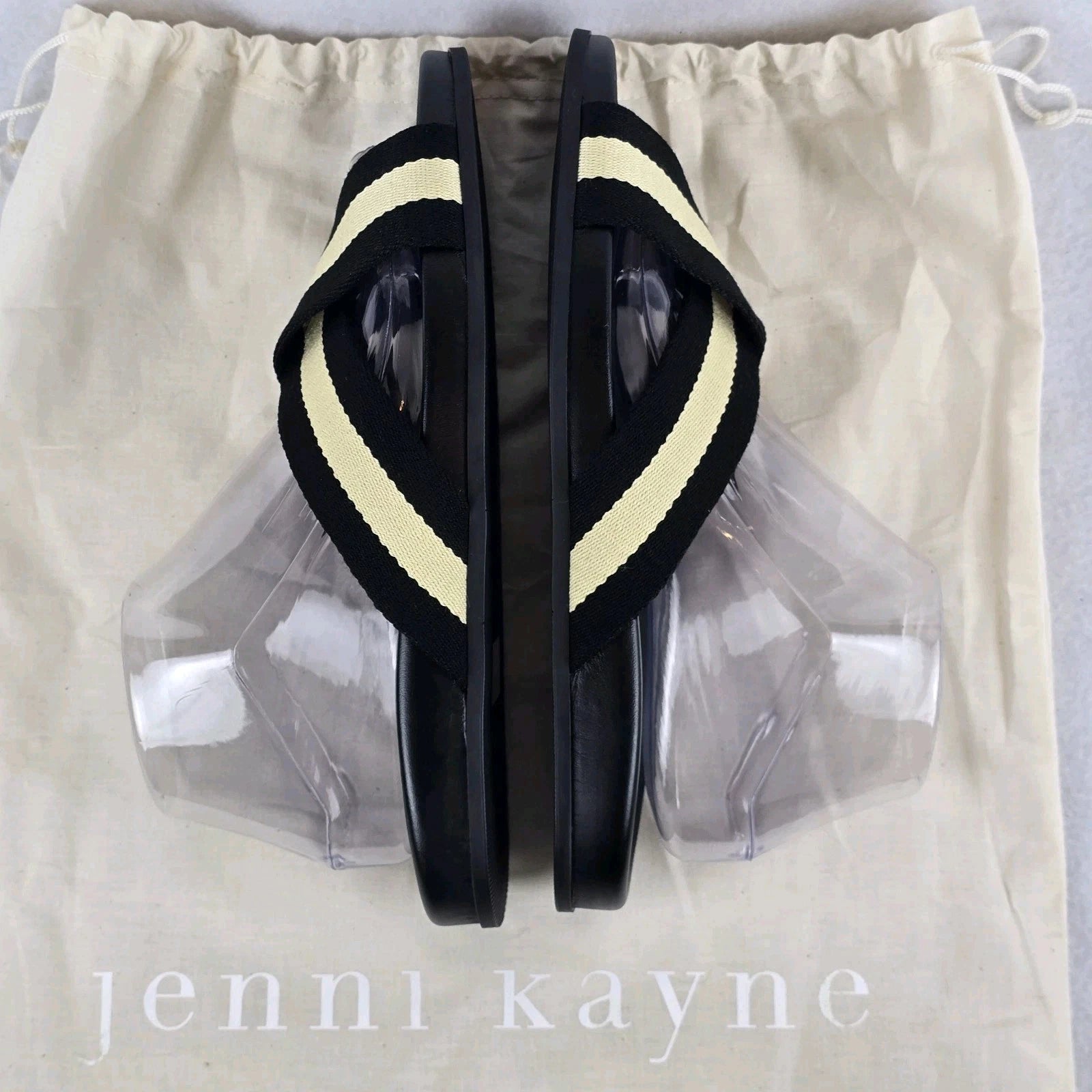 $325 Jenni Kayne Stripe Cotton Crossover Sandals Sz 40 EU 9 US Minimalist Beachy
