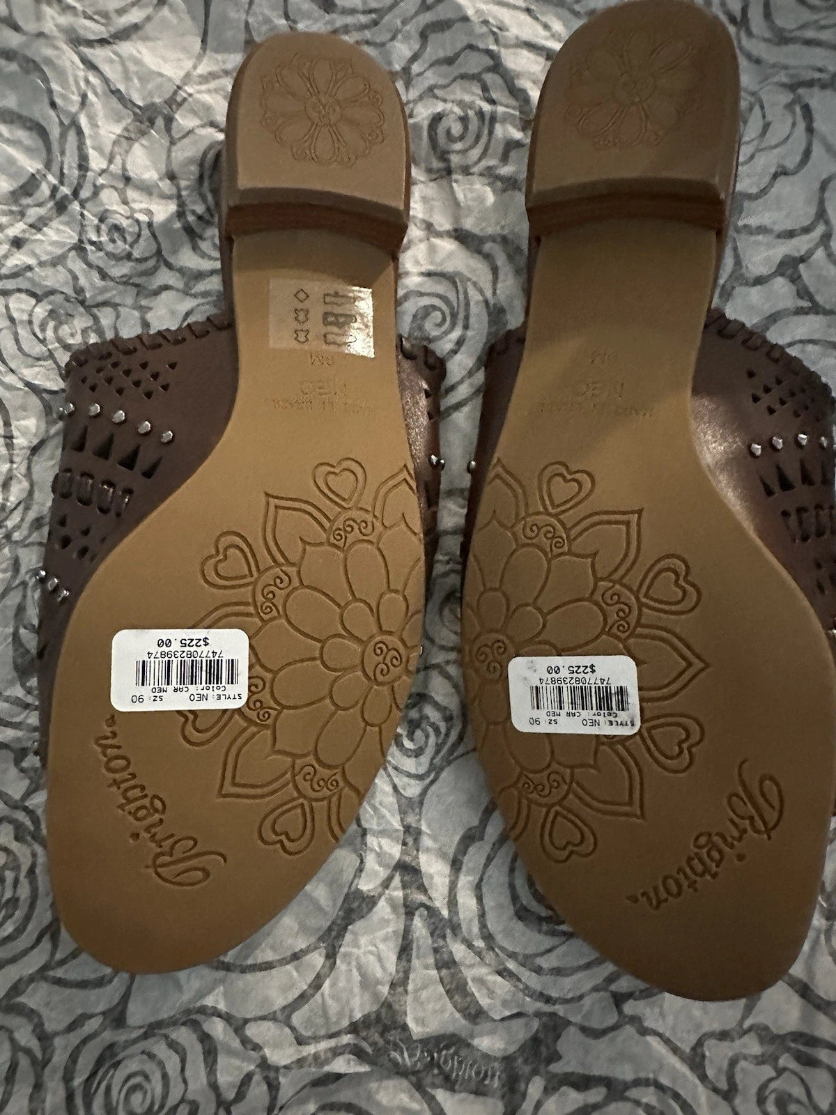 NWT - Brighton Sandal Slides Style NEO Brown Leather Silver-tone Hardware Size 9