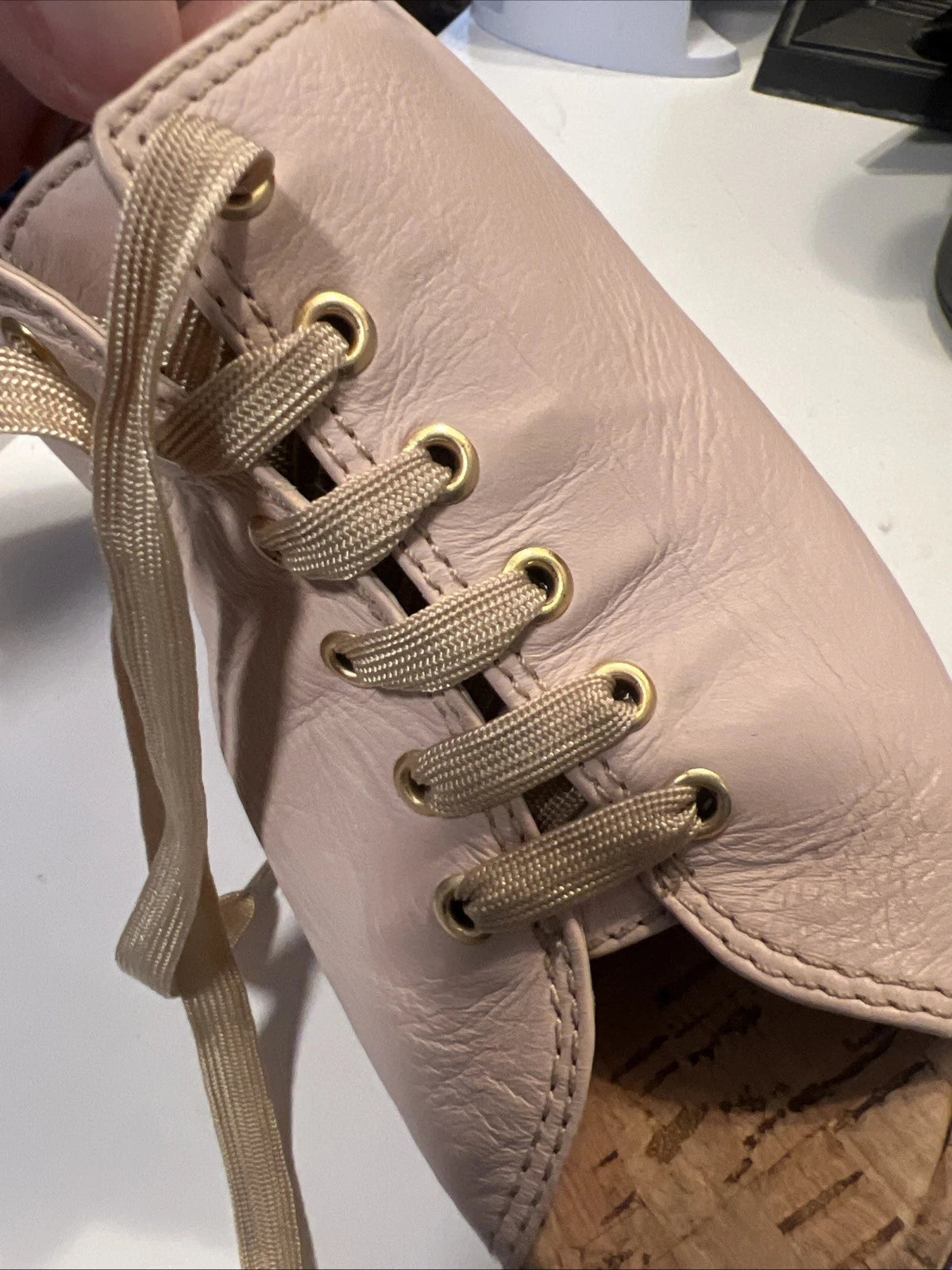 Luiza Barcelos 40 Platform Leather Mules Open Toe Slide Sandal Pink Leather Gold